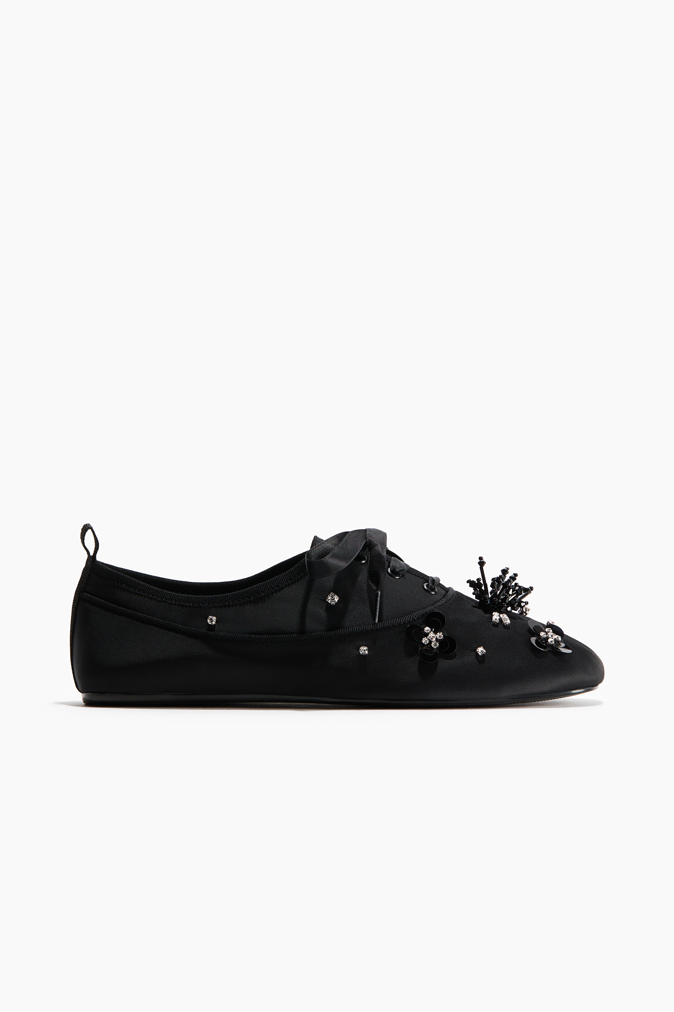 Embellished lace-up ballet flats