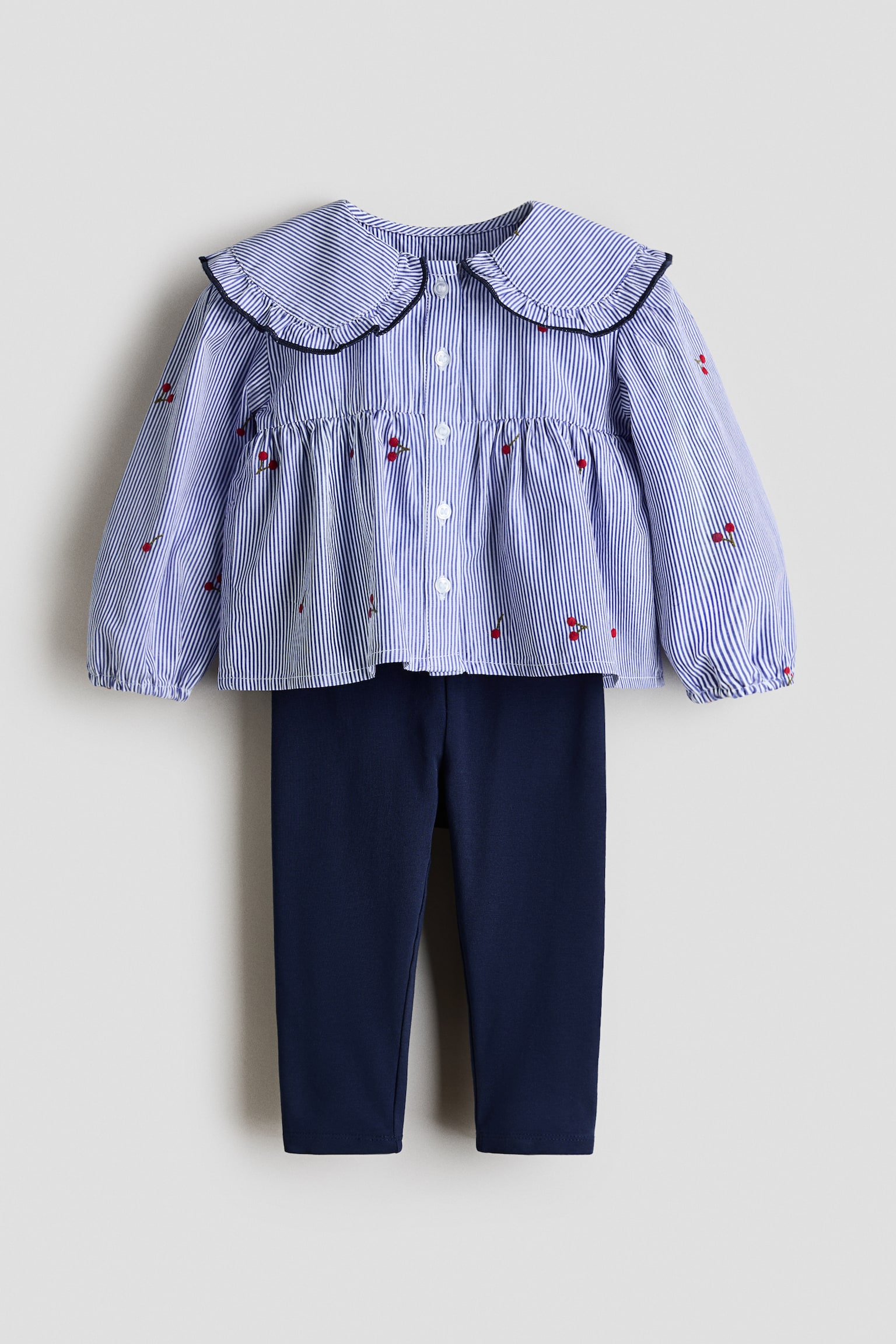 2-Piece Cotton Set - Blue/cherries