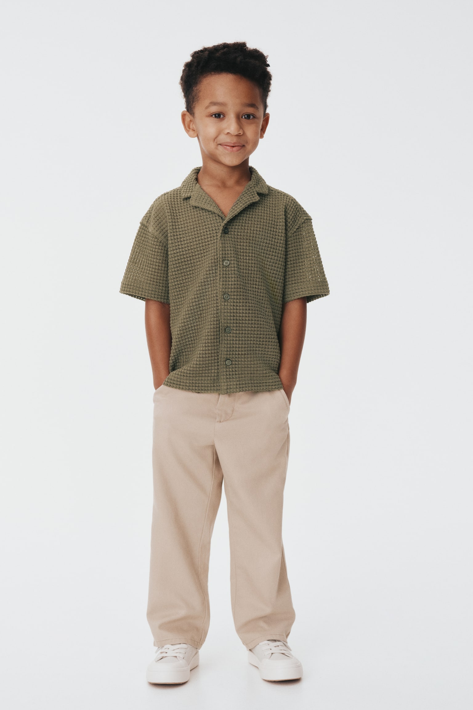 Loose-fit twill chinos - Beige - 1