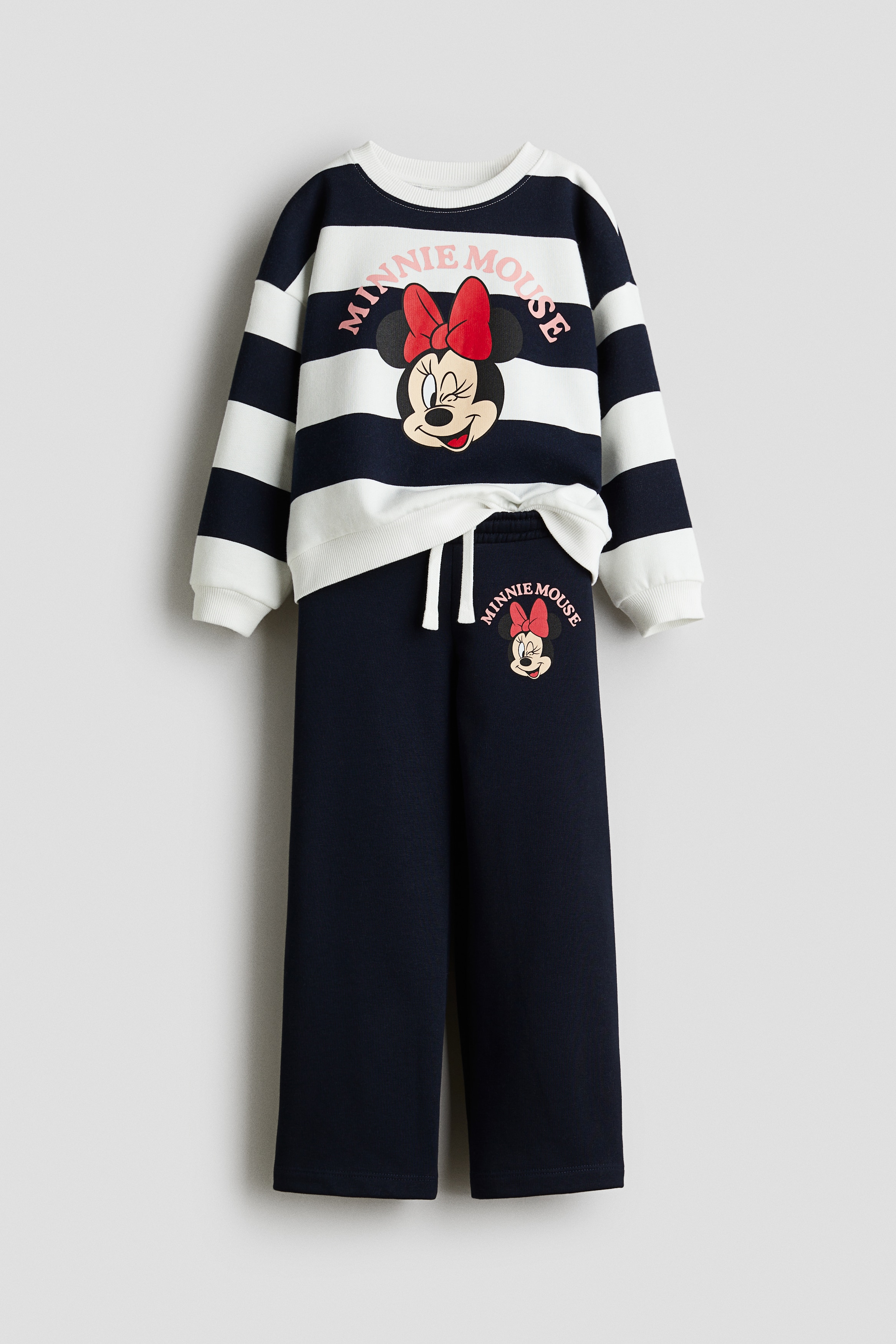 Girls - Navy blue/Minnie Mouse 2-piece sweatshirt and joggers set - Size: 7-8Y  - H&M