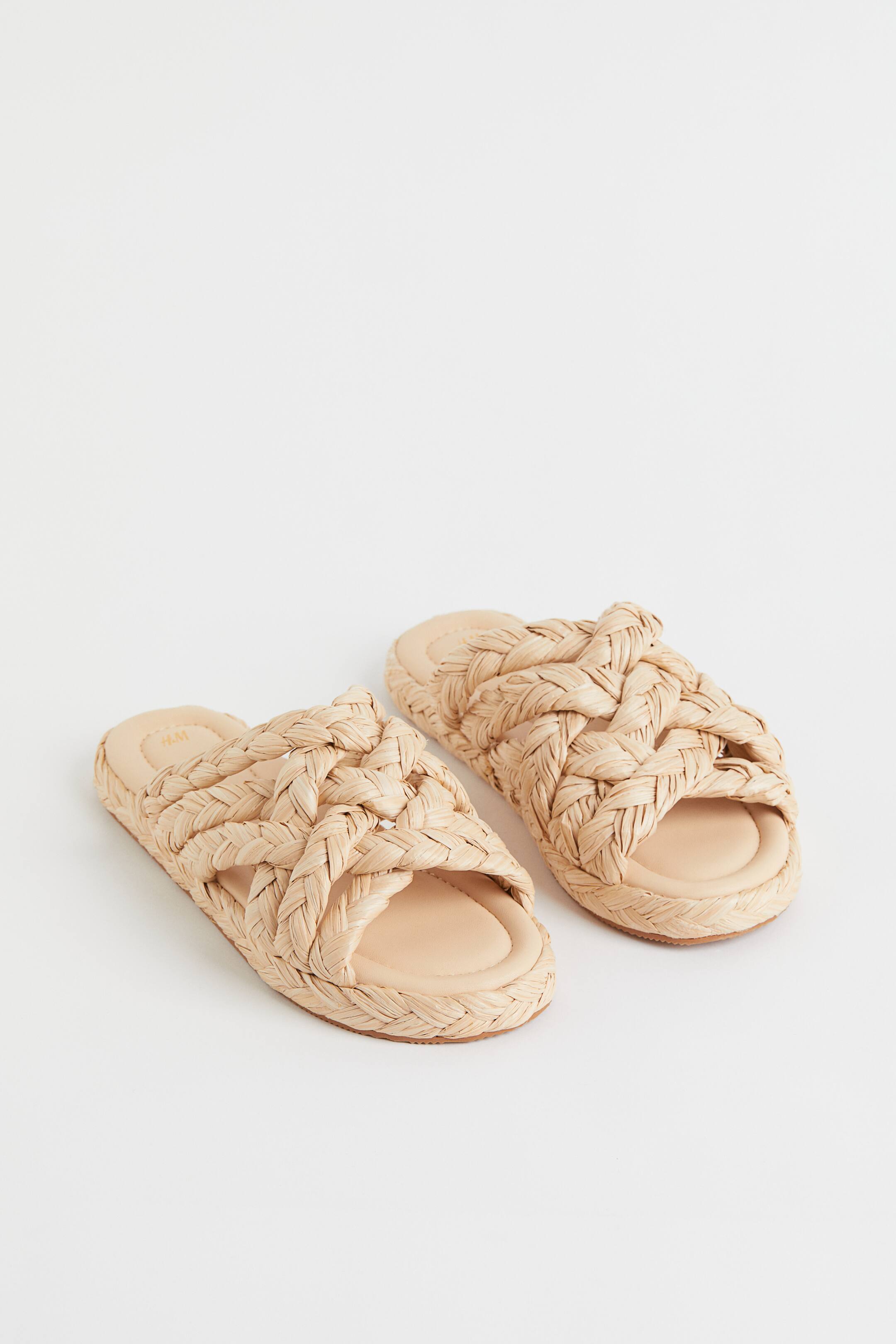 Braided Slides - No heel - Beige - Ladies | H&M US