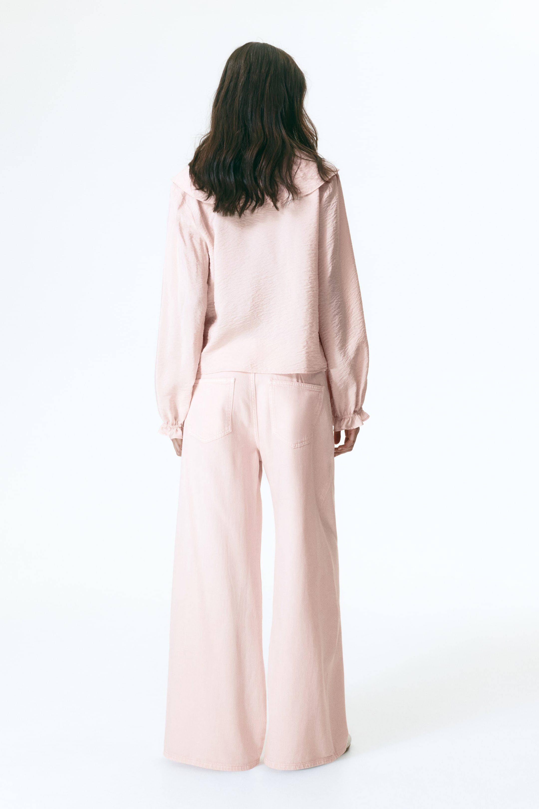 Wide-Leg Twill Pants