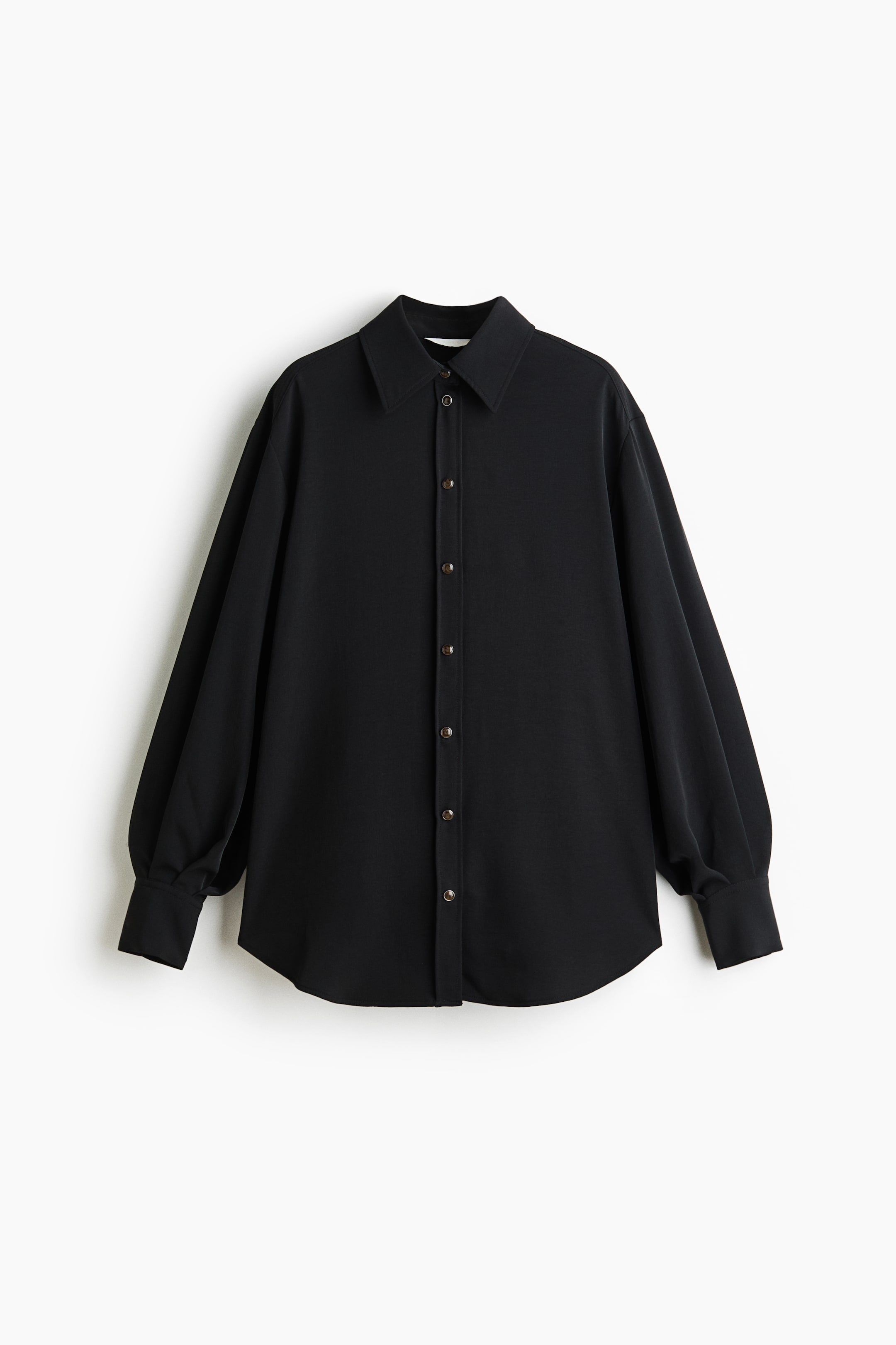 View larger image: Oversized puff-sleeved shirt - Black - Ladies | H&M 1