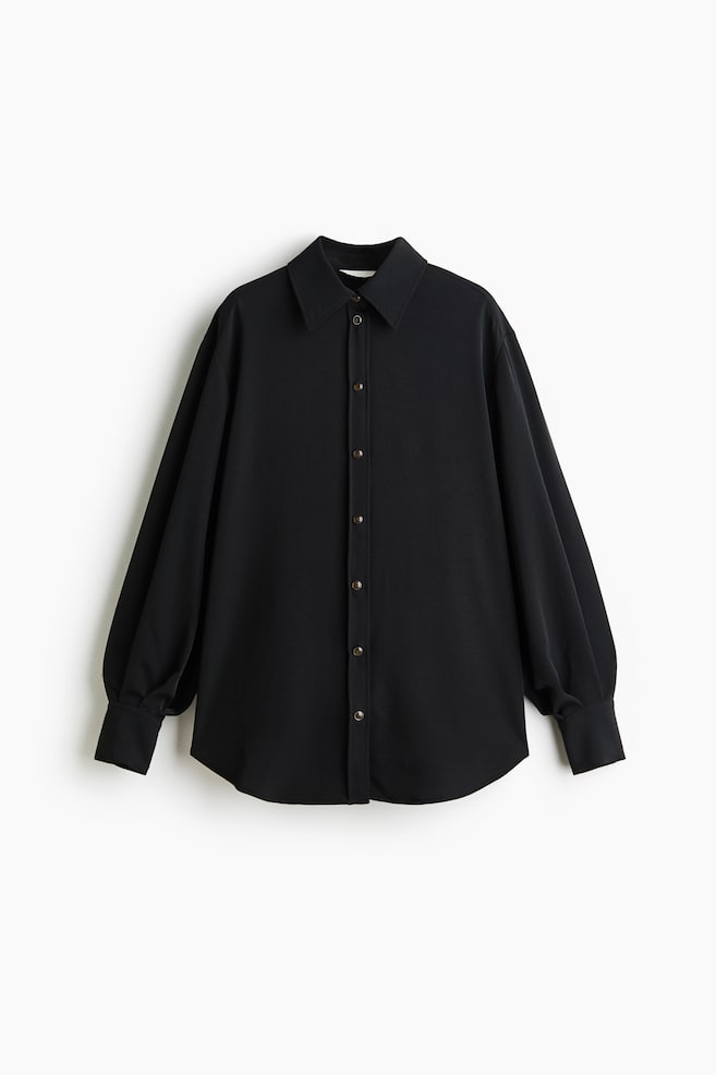 Chemise oversize à manches bouffantes - Noir - 1
