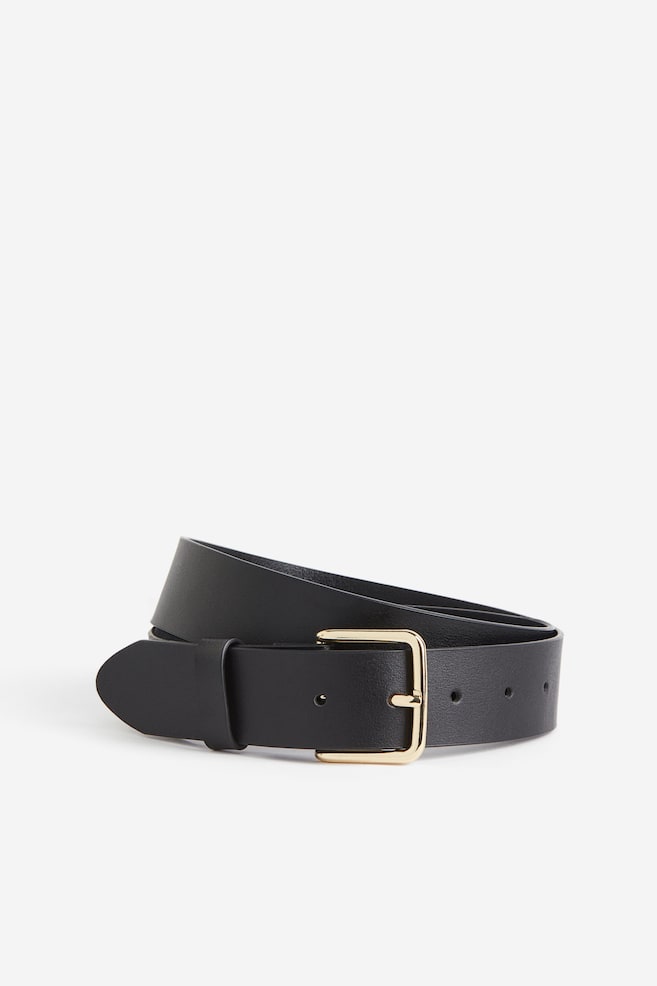 Leather belt - Black/Black - 1