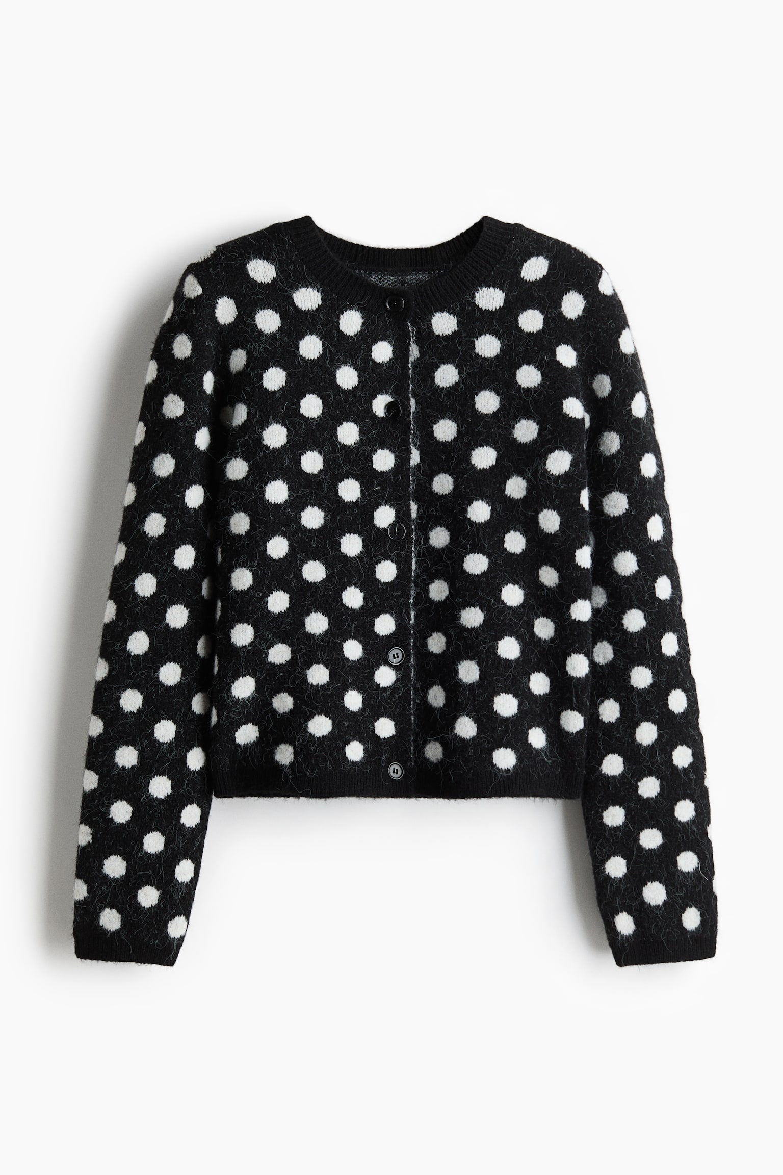 Chandail en tricot jacquard - Noir/pois