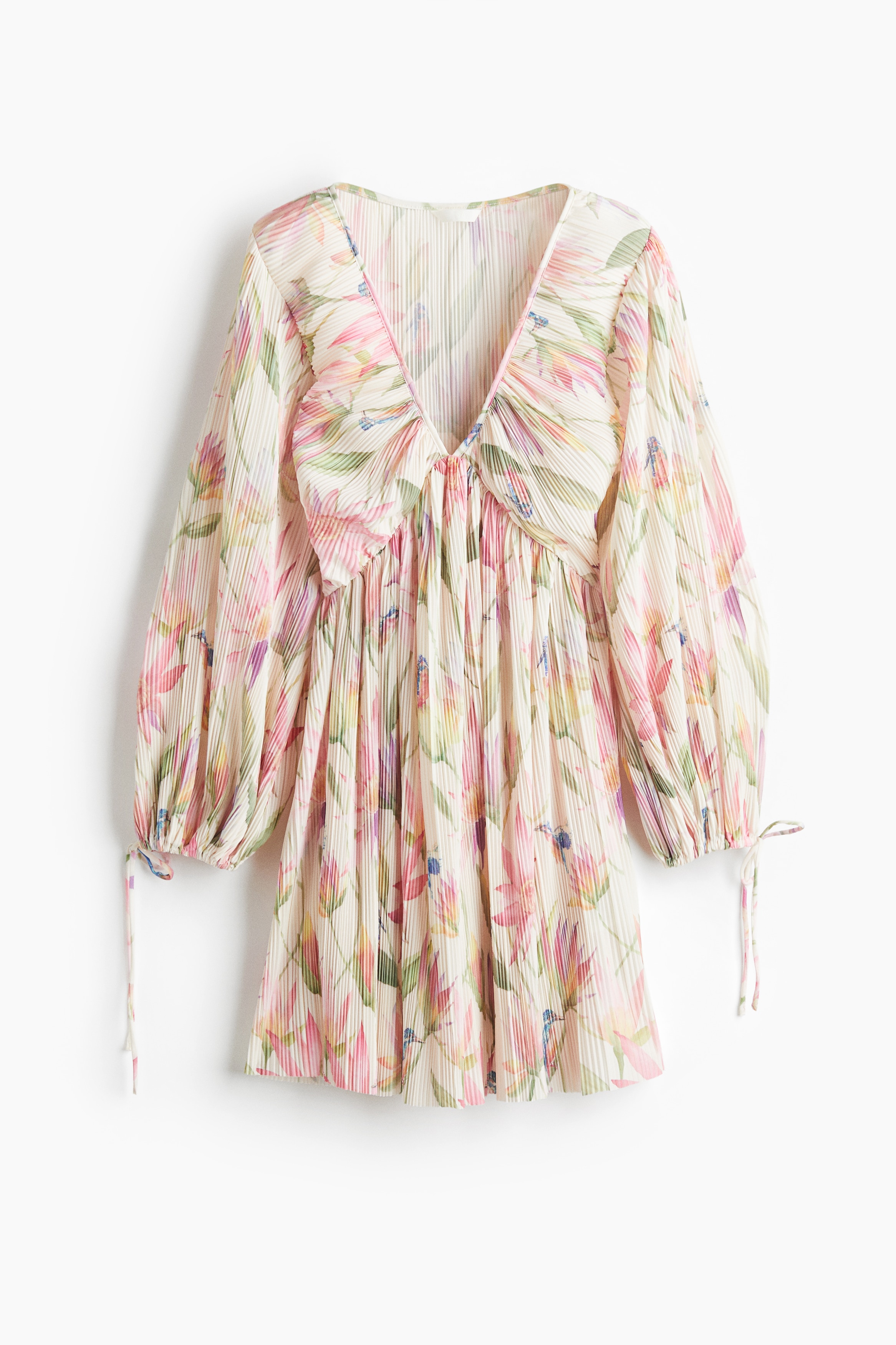 Robe plissée - Crème/fleuri/Bleu/fleuri