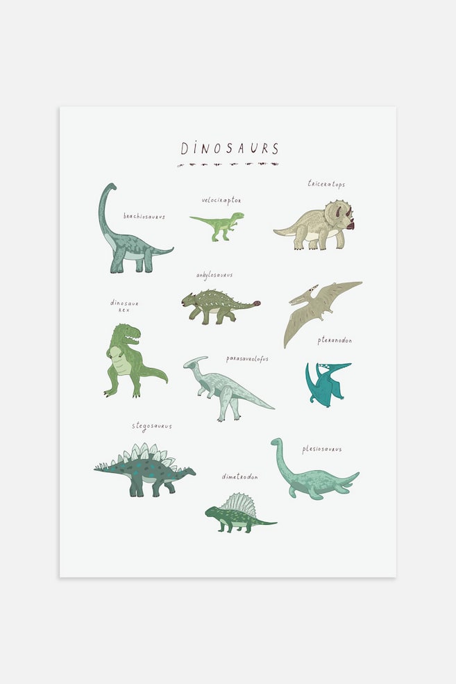 Dinosaur Species Poster - Grå - 1