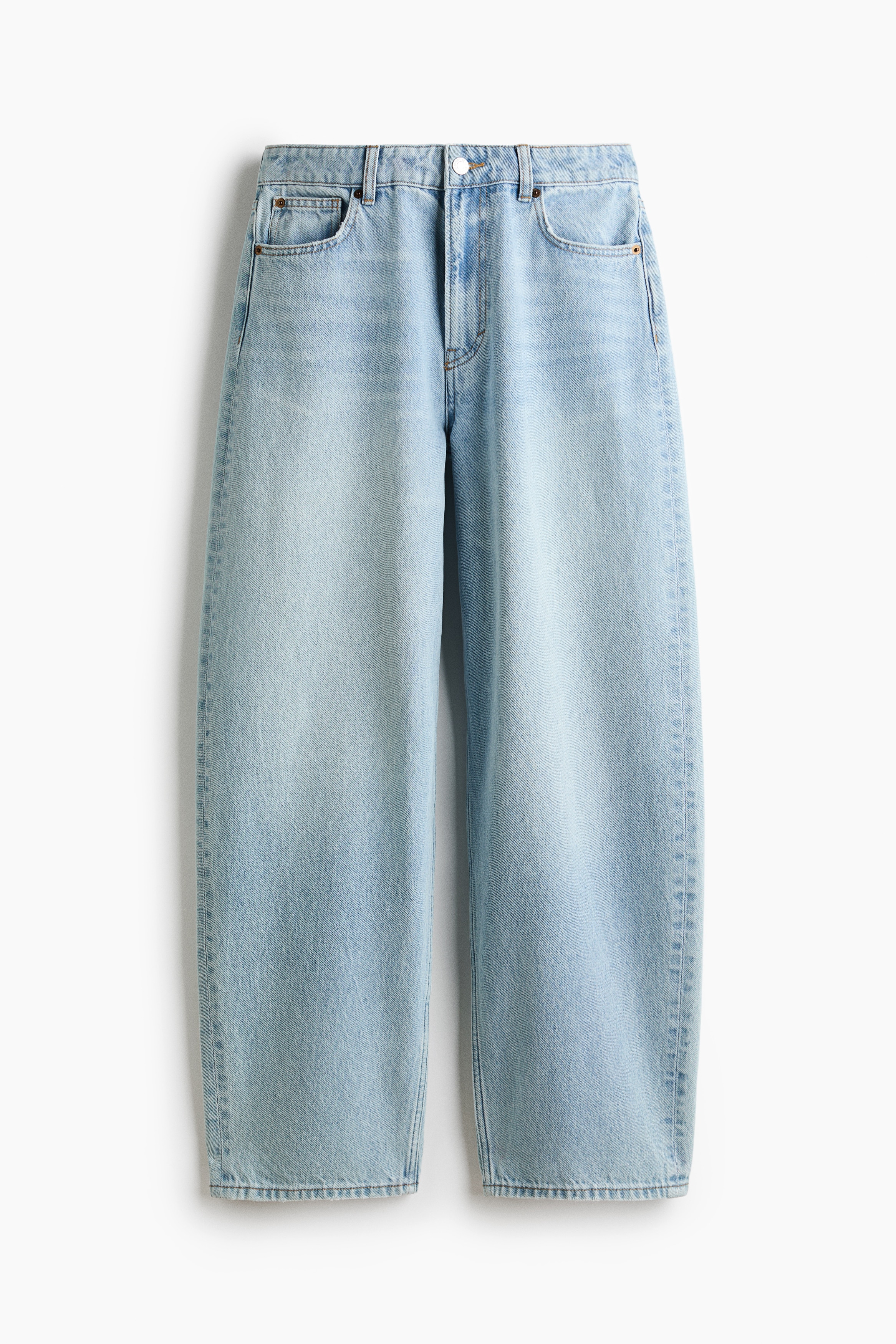 Baggy Barrel Regular Waist Jeans - Màu xanh denim nhạt/Màu be nhạt