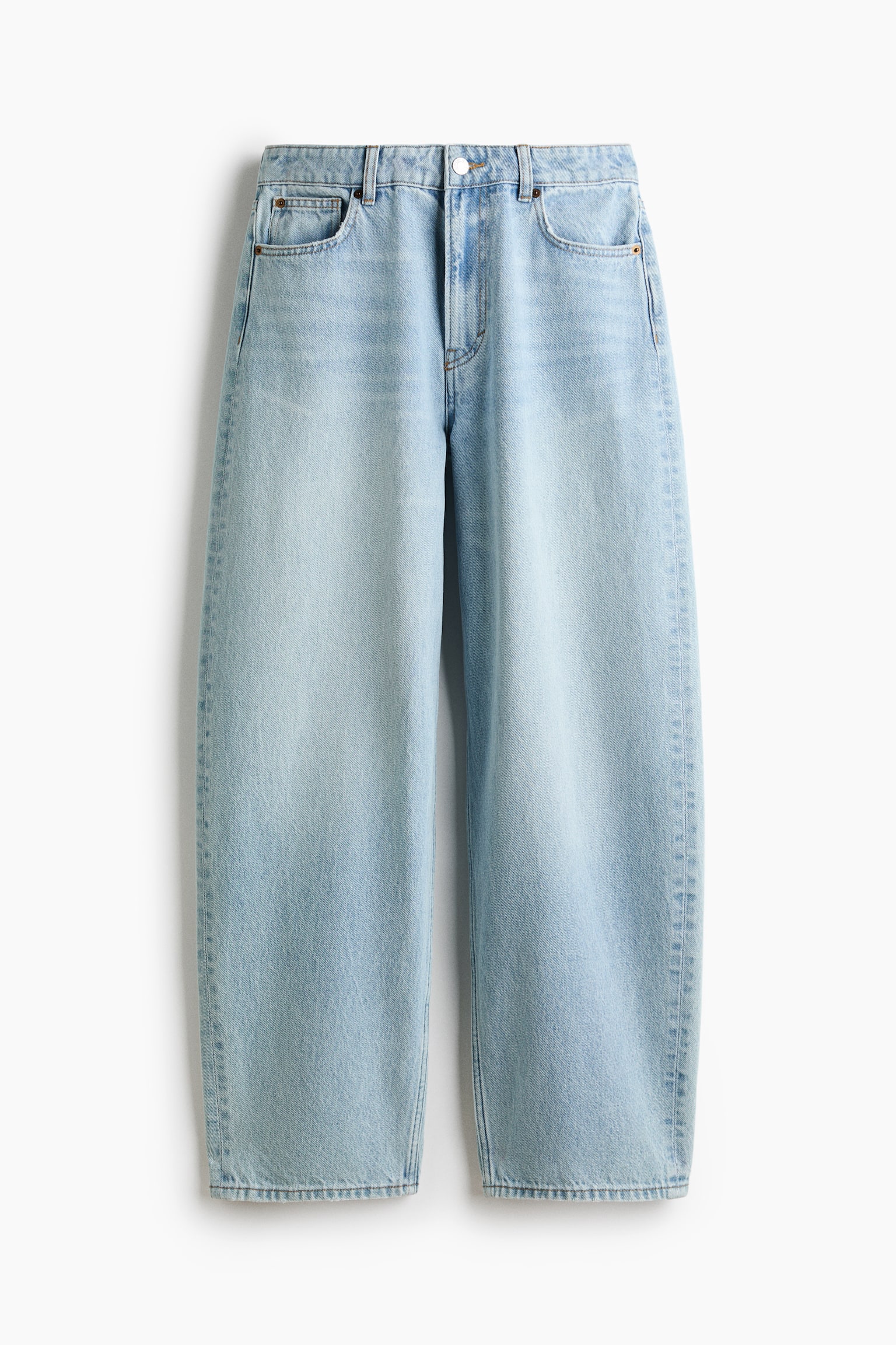 Baggy Barrel Regular Waist Jeans - Светлосин деним/Светлобежов - 1