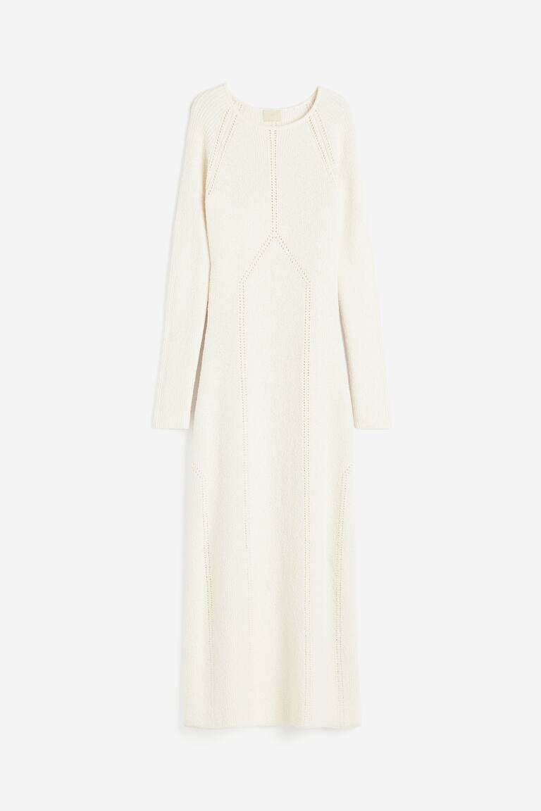 Pointelle Knit H And M Knitted Dress Women's Black Embellished Pointelle-knit  Dress H&M US