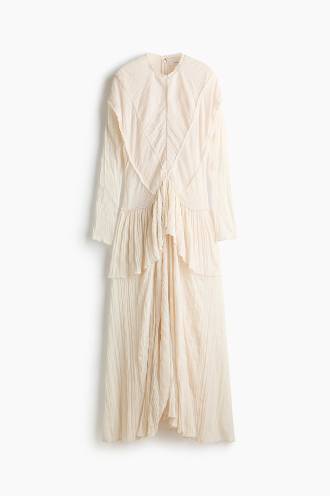 Crinkled frill-trimmed dress - Cream - 1