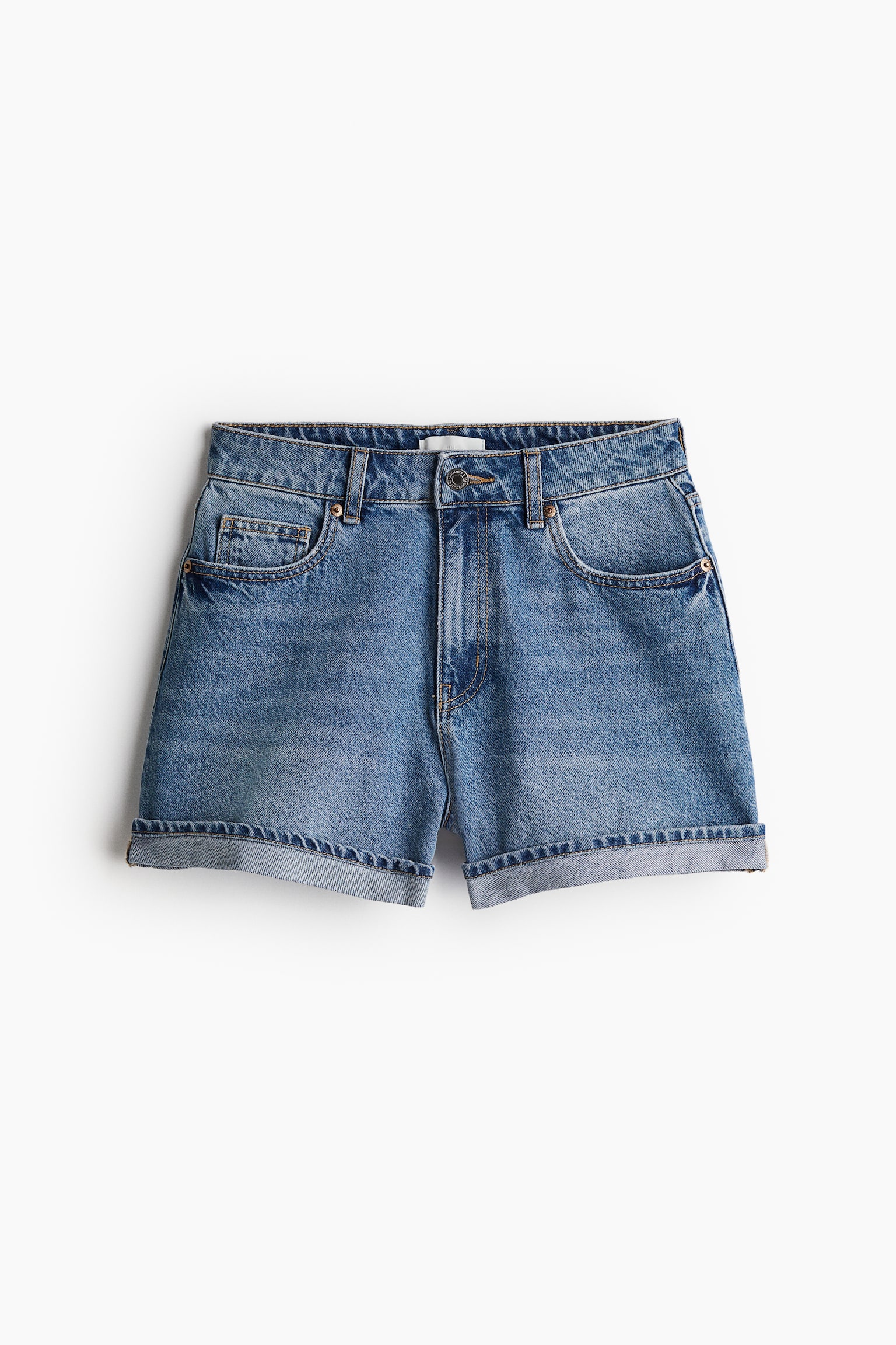 High-waisted denim shorts - Denim blue/Dark grey/Light denim blue - 2