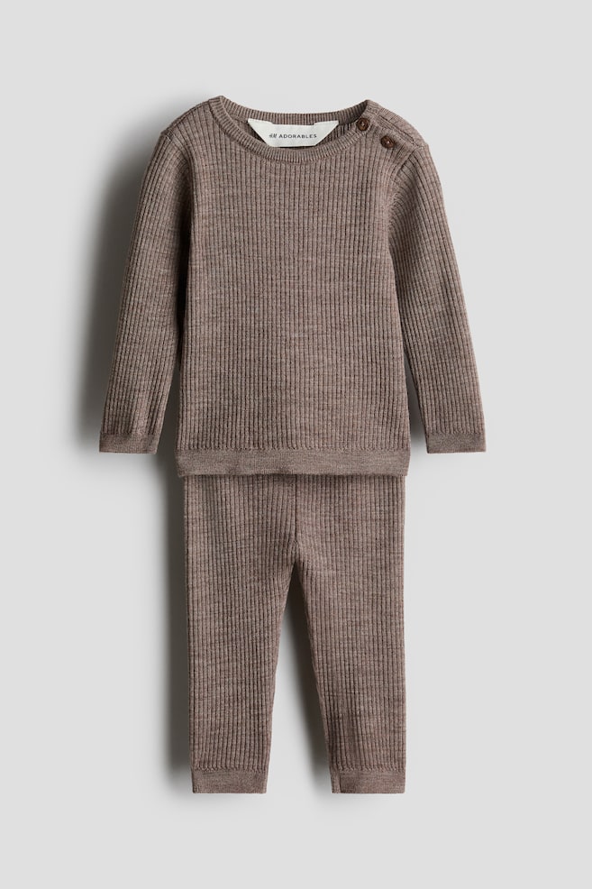 2-piece merino wool set - Dark mole/Navy blue - 1