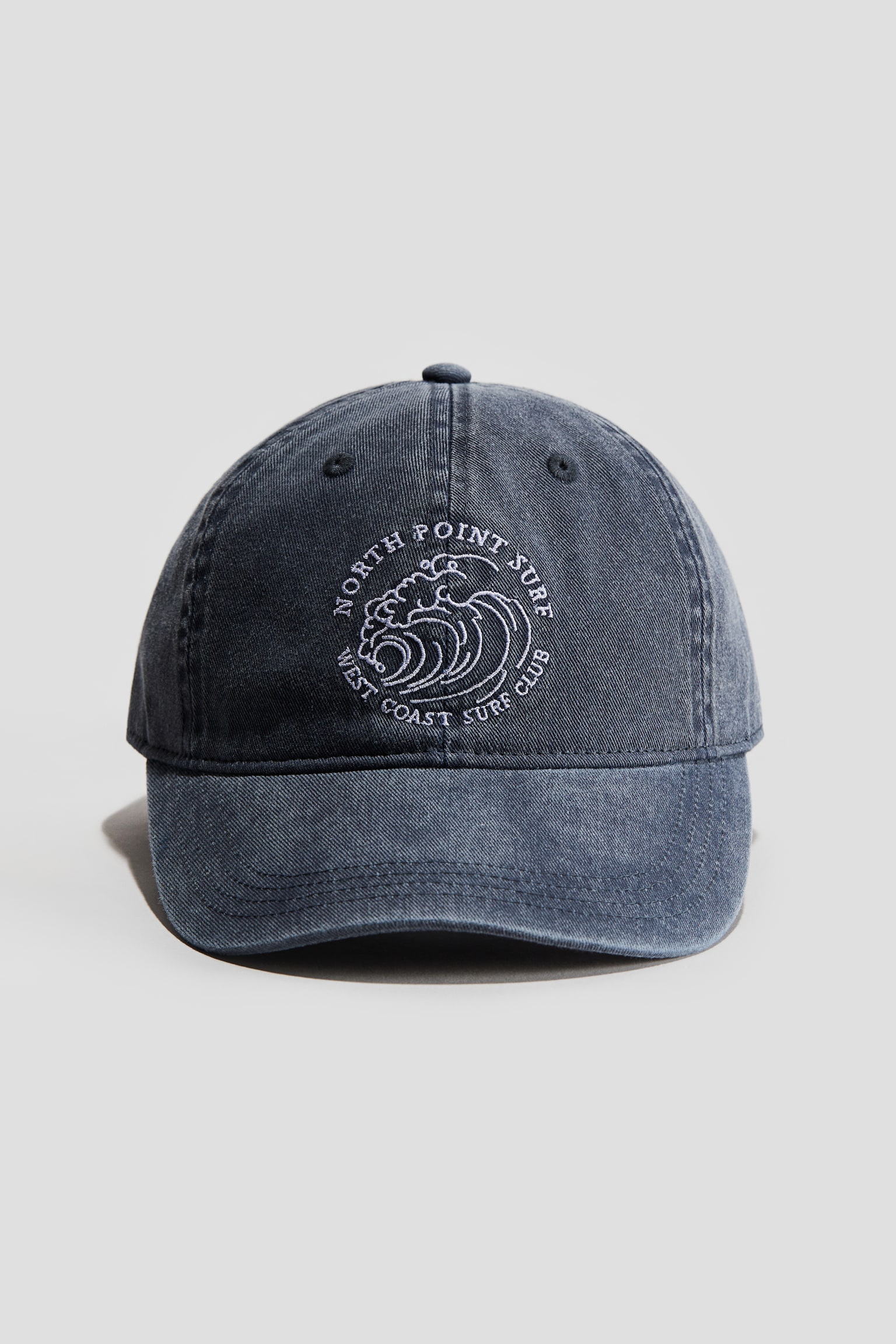 Embroidered-motif cotton twill cap - Dark blue/North Point Surf - 1