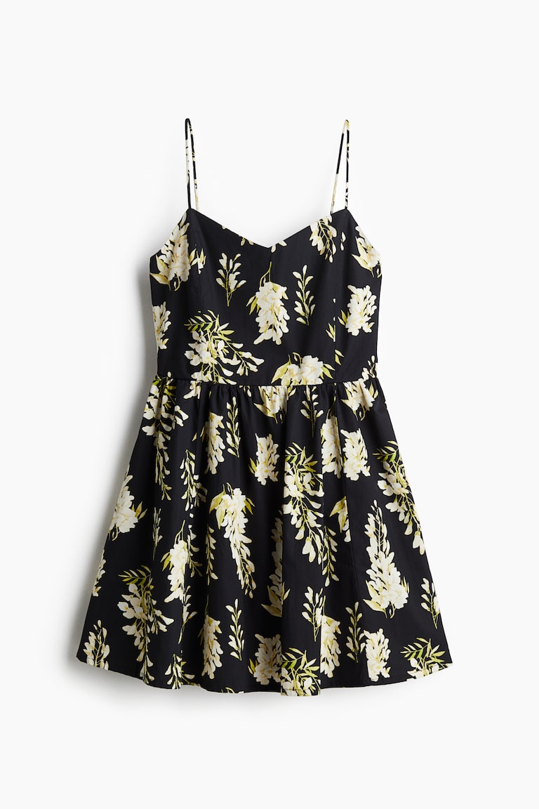 princess polly baby blue dress Women's Black/floral Cotton Dress with Flared Skirt