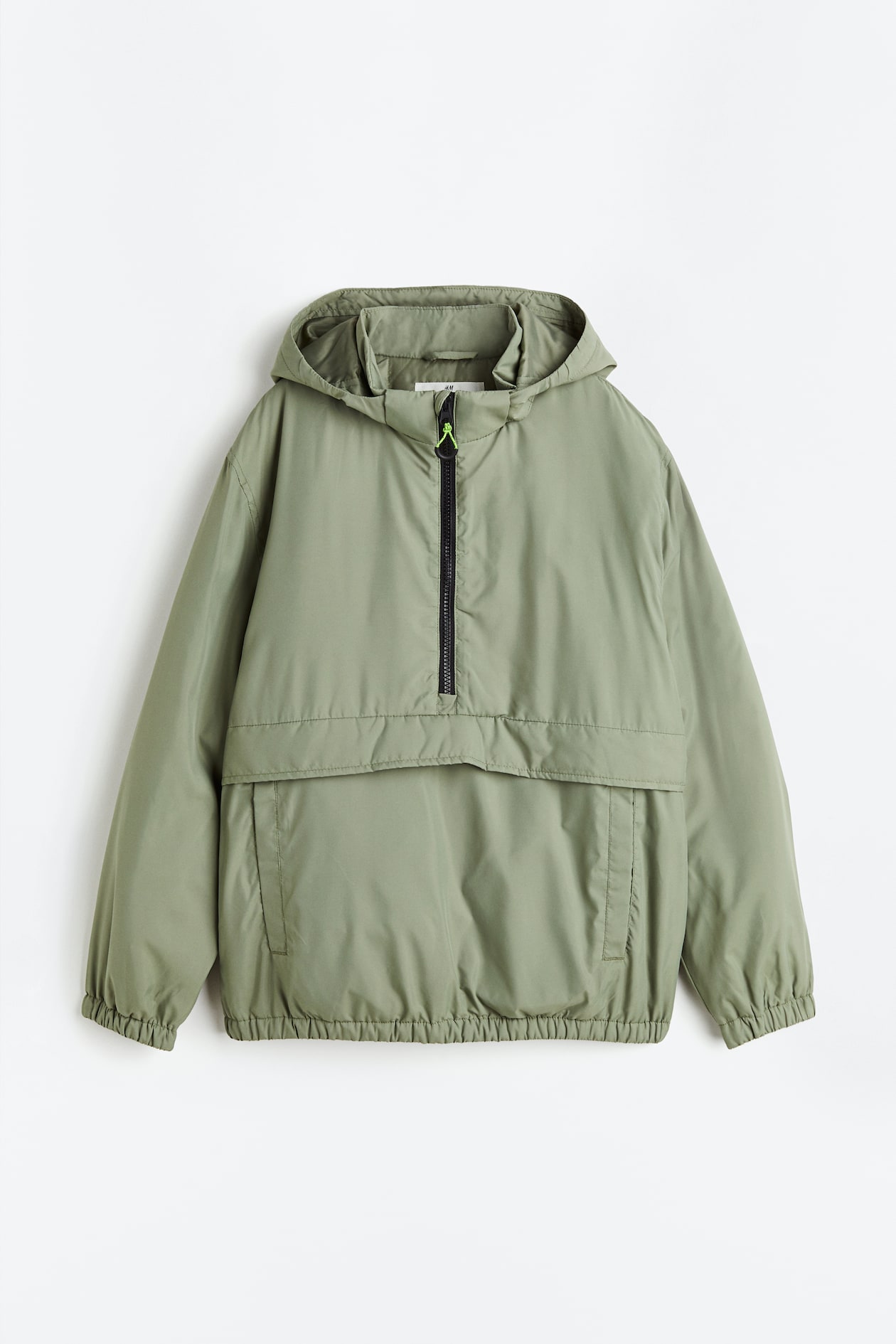 Hooded popover jacket Long sleeve Regular length Sage green