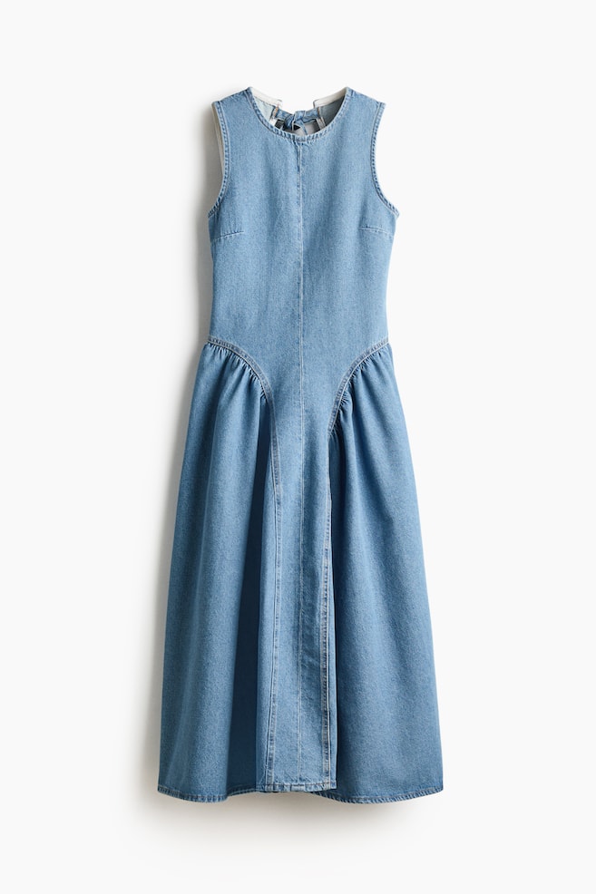 Open-back denim dress - Light denim blue/Cream - 1