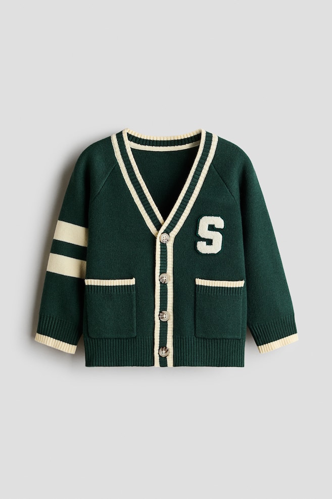 Gilet en fin tricot - Vert foncé - 1
