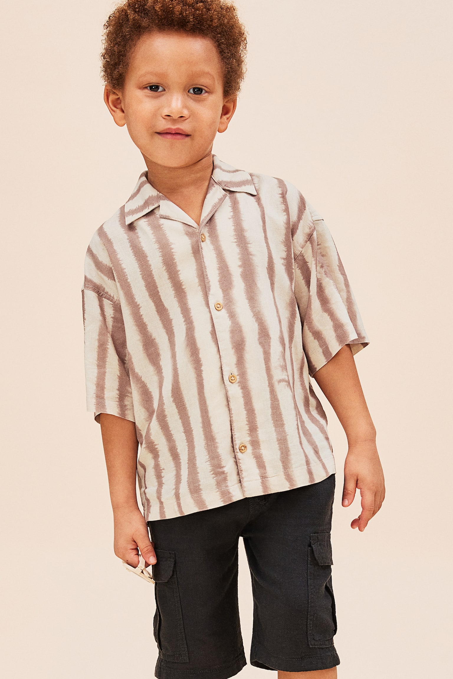 Linen Blend Resort Shirt - Dark beige/Stripe - 5