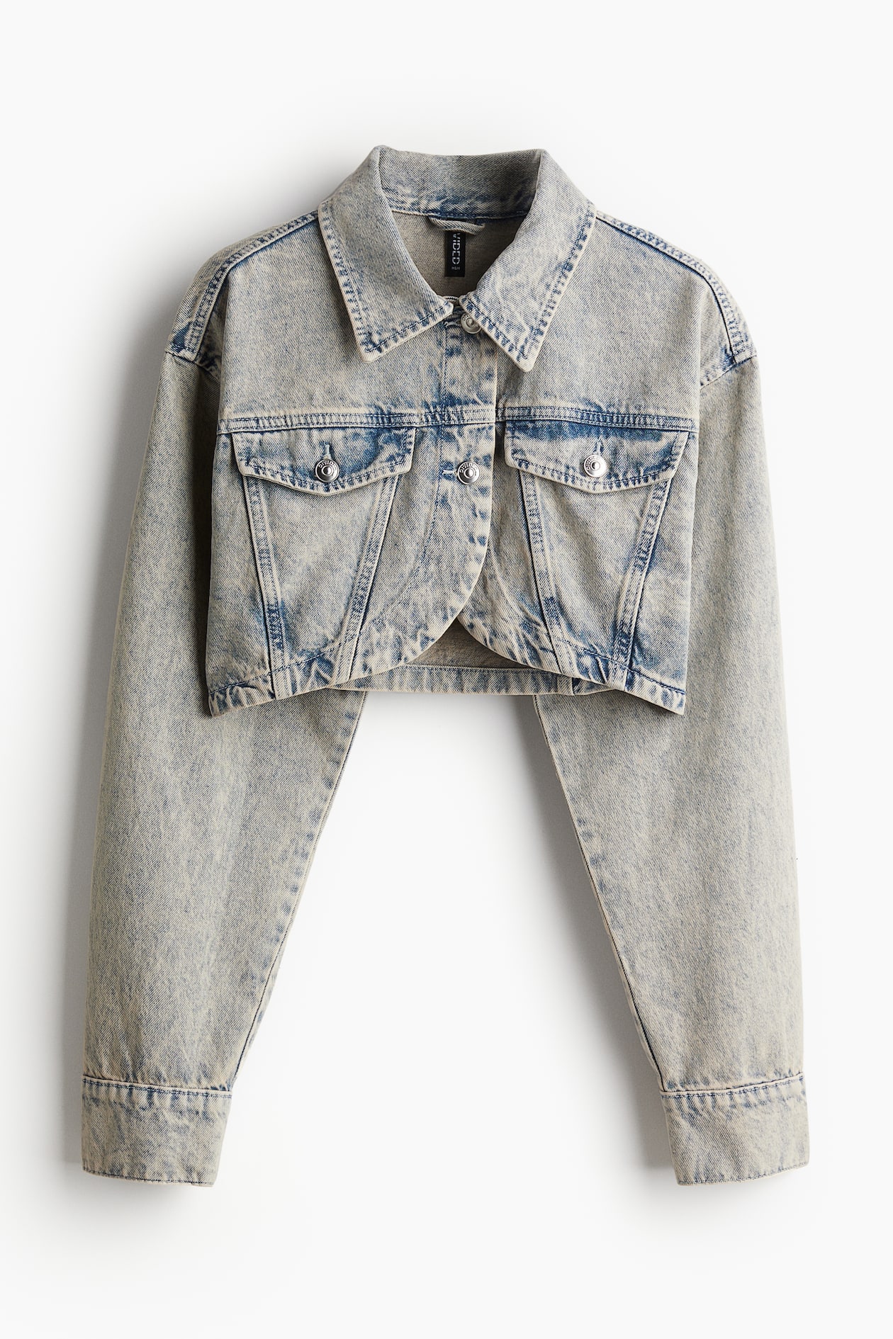 クロップドデニムジャケット - ペールデニムブルー - レディース | H&M JP