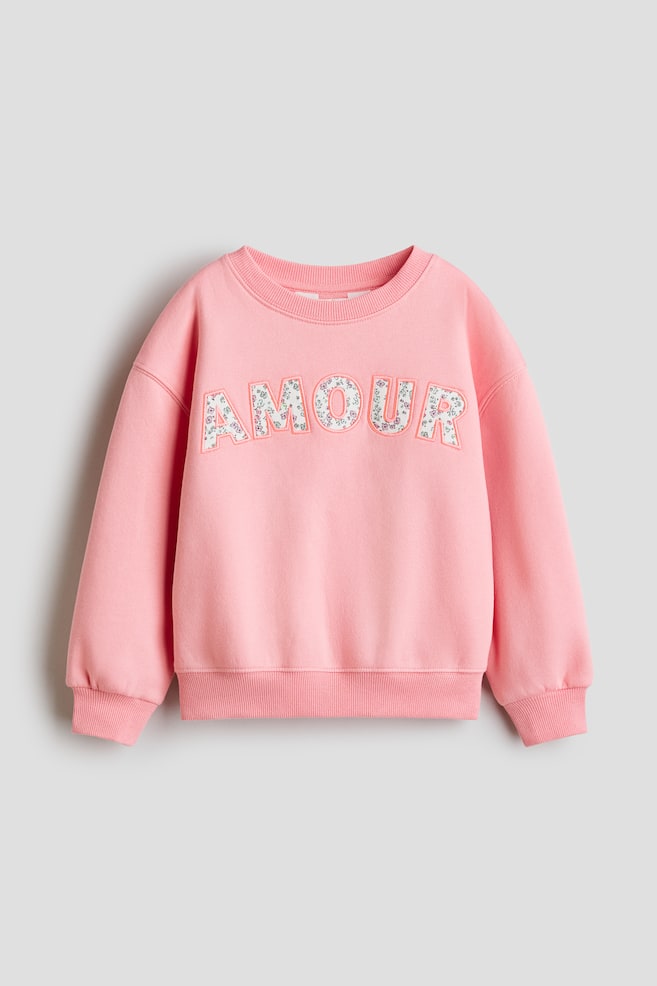 Sweatshirt with Motif - Pink/Amour/Light pink/bows/Light pink/butterflies/Navy blue/cherries - 1