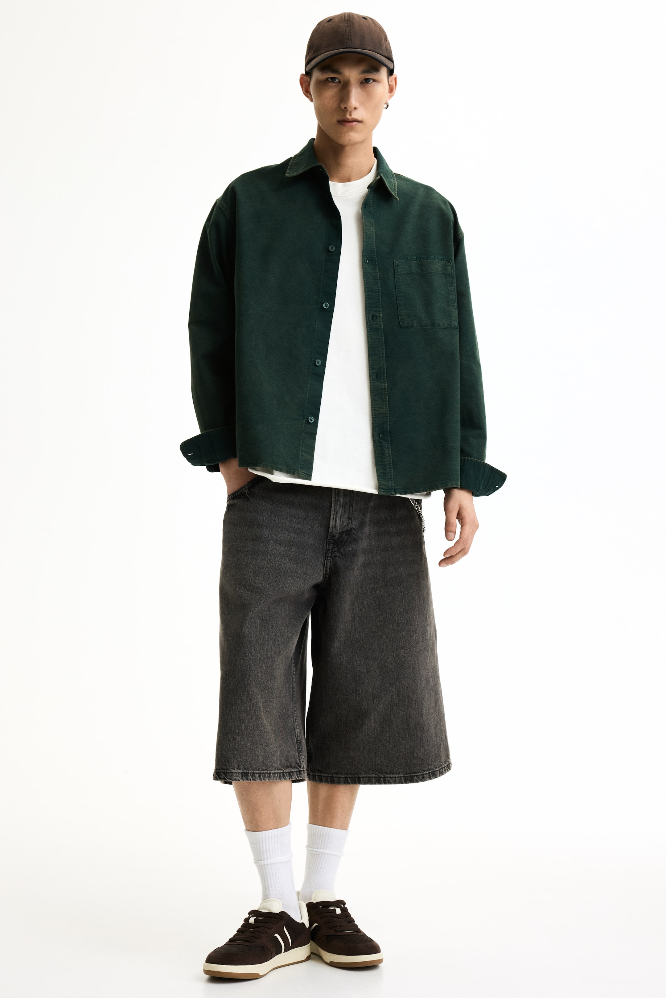 Мужские рубашки H&M Relaxed-Fit Cotton Shirt — фото 4