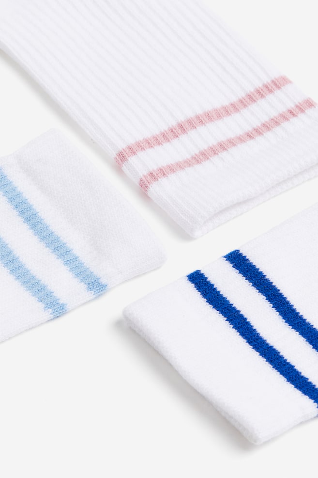 3-pack DryMove™ sports socks - White/Striped/White/Black/Black/Striped/Dark blue/Striped - 3