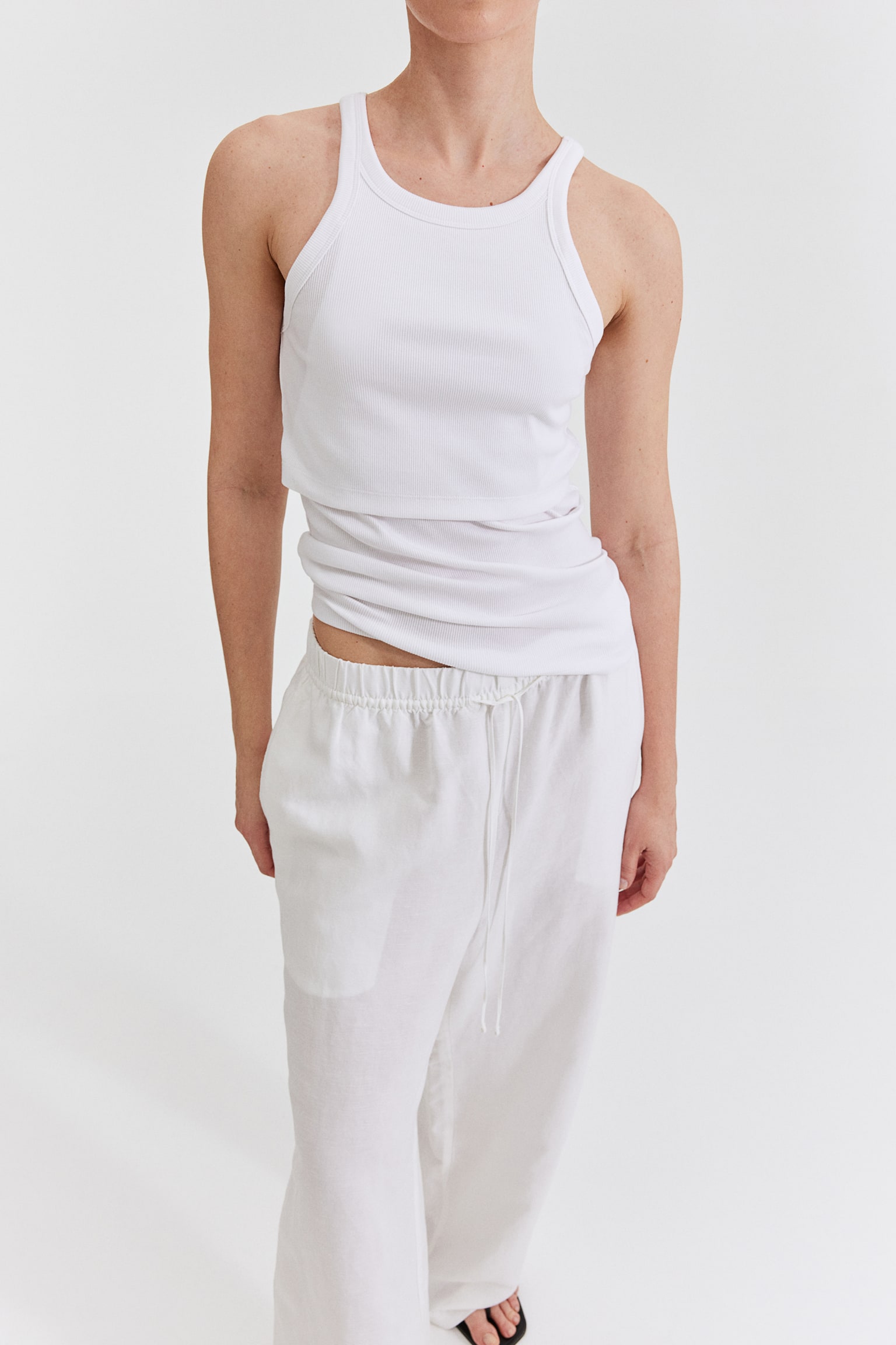 MAMA Nursing Tank - White/Light greige/Light grey marle - 6