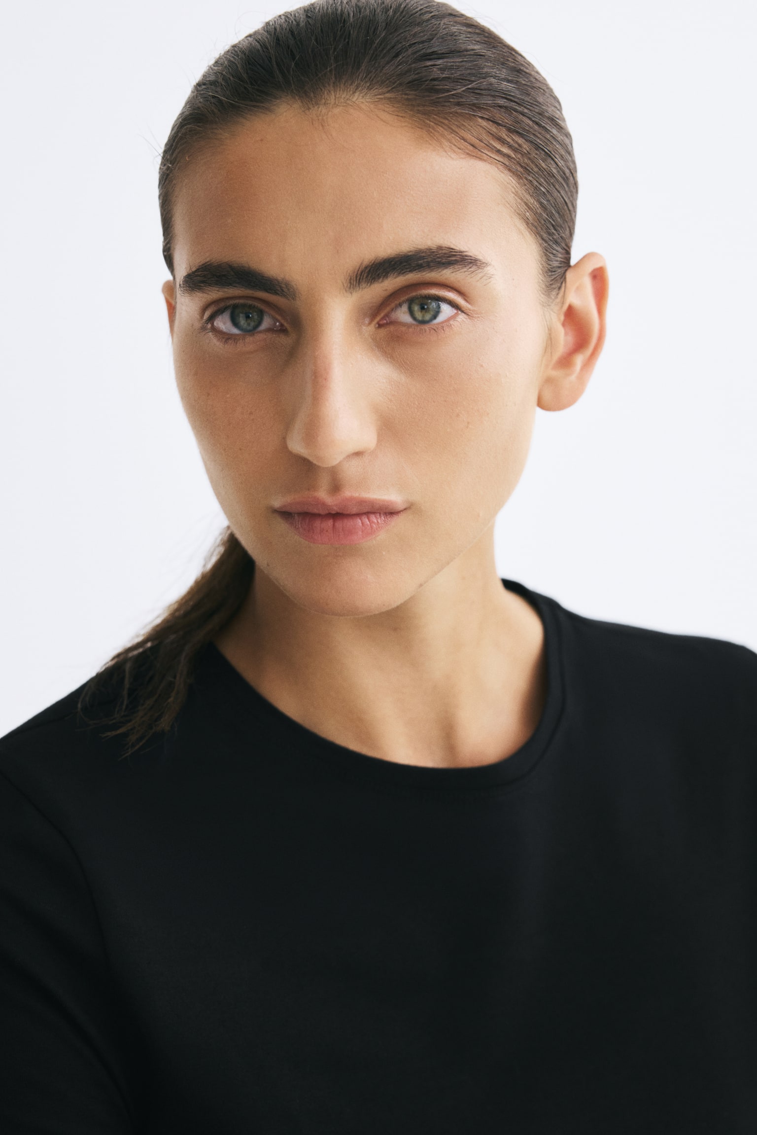 Женский топ H&M Fitted Cotton Top, цвет: Чёрный — фото 3