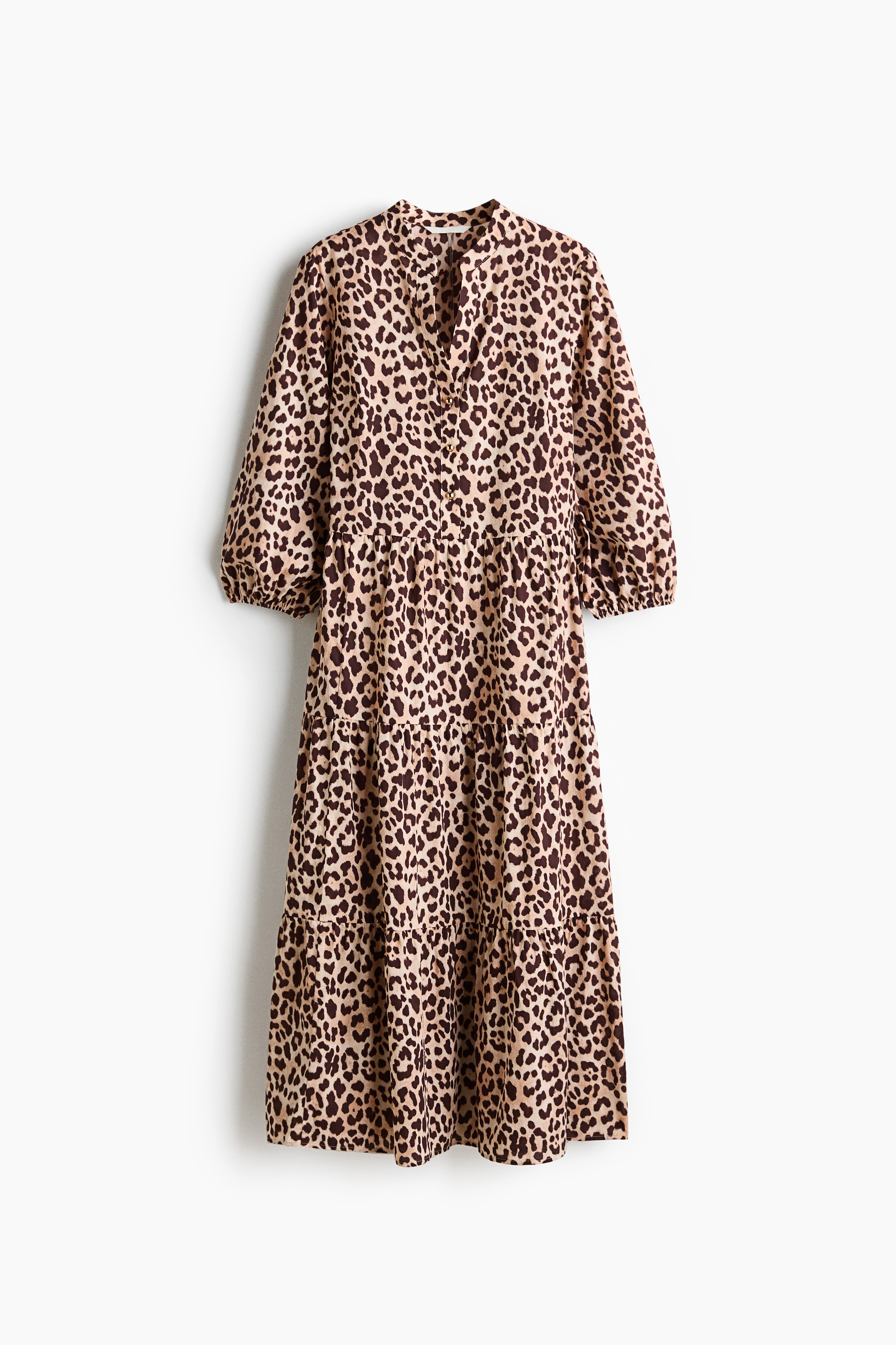 Vestido escalonado de corte midi - Beige/Estampado de leopardo/Light beige/Patterned/Verde/Estampado/Rojo vivo/Estampado/Negro/Estampado crema