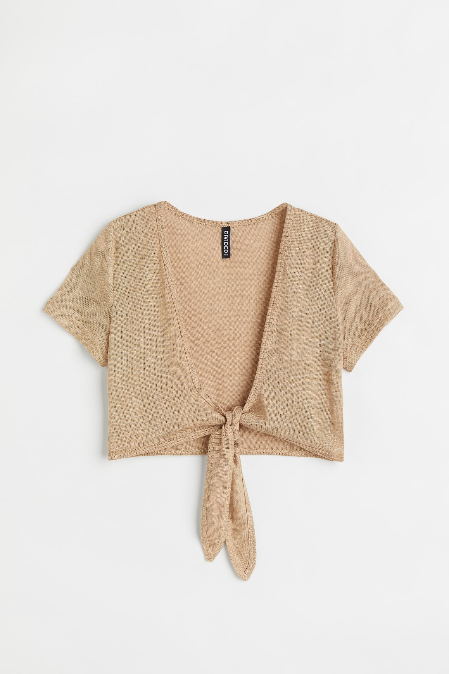 Tie Detail Cardigan - Beige marle/Black - 1