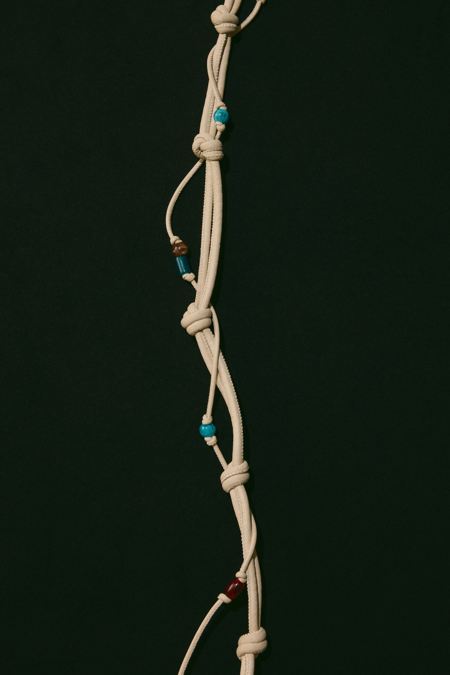Embellished cord belt - Light beige/Brown/Dark blue - 1