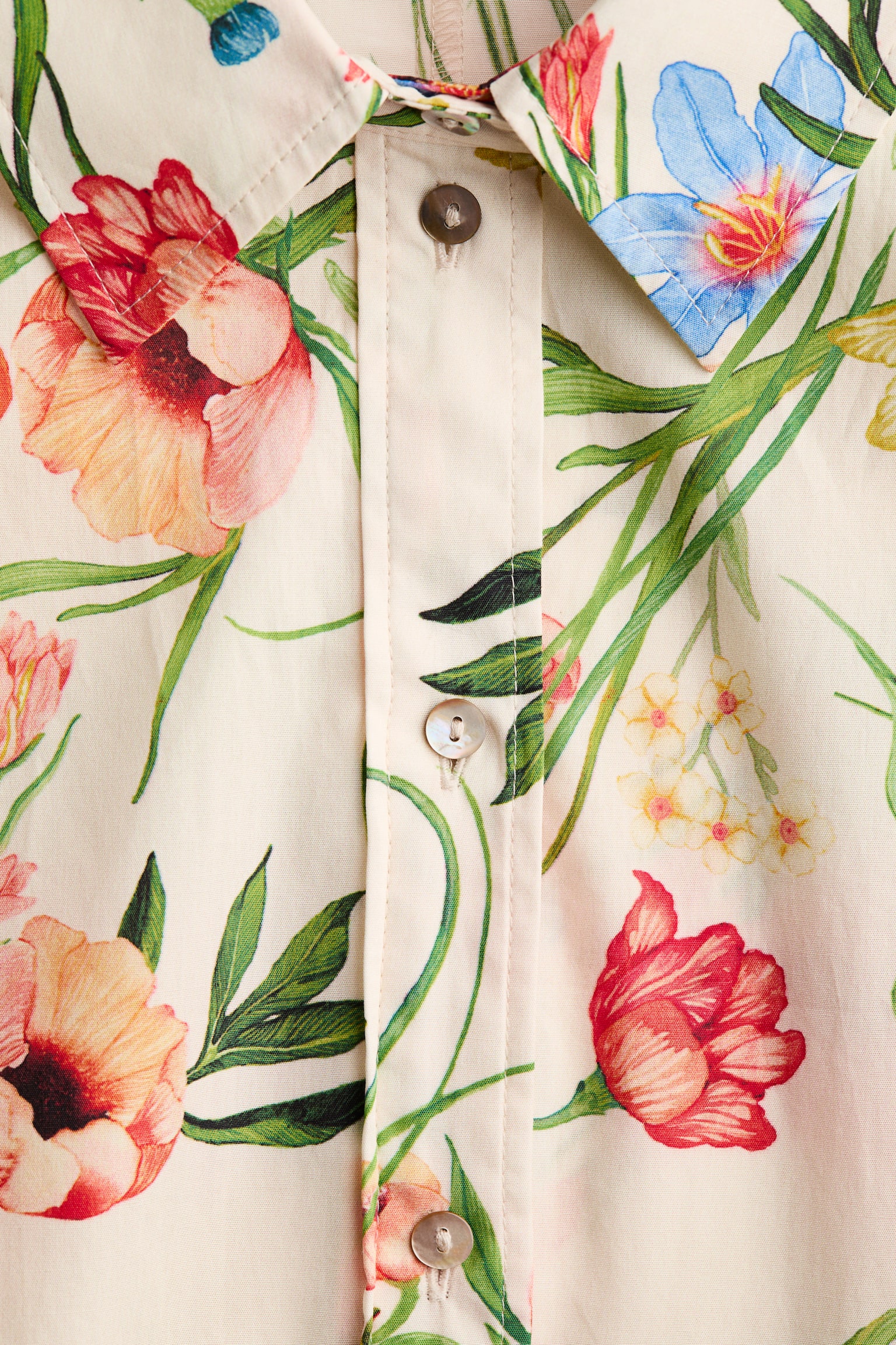 Rövid ujjú ingruha - Krémszínű/virágos/Bézs/leopárdmintás/Tengerészkék/csíkos - 5