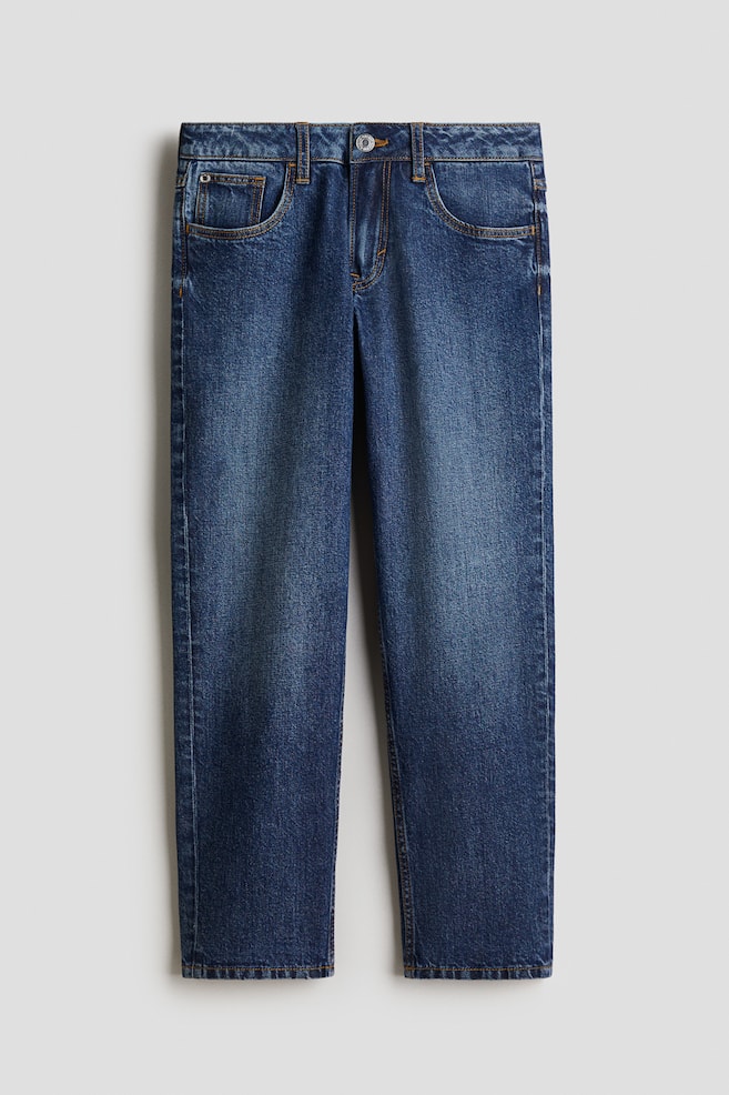 Lined Relaxed Fit Jeans - Denimblauw/Zwart - 1