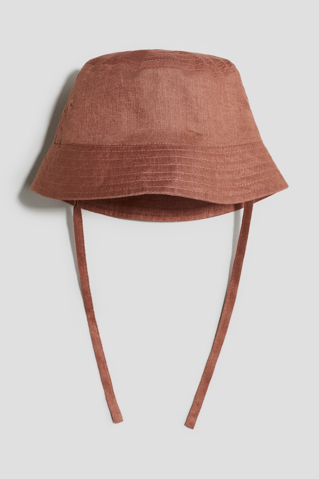 Linen sun hat - Brown/Khaki green - 1