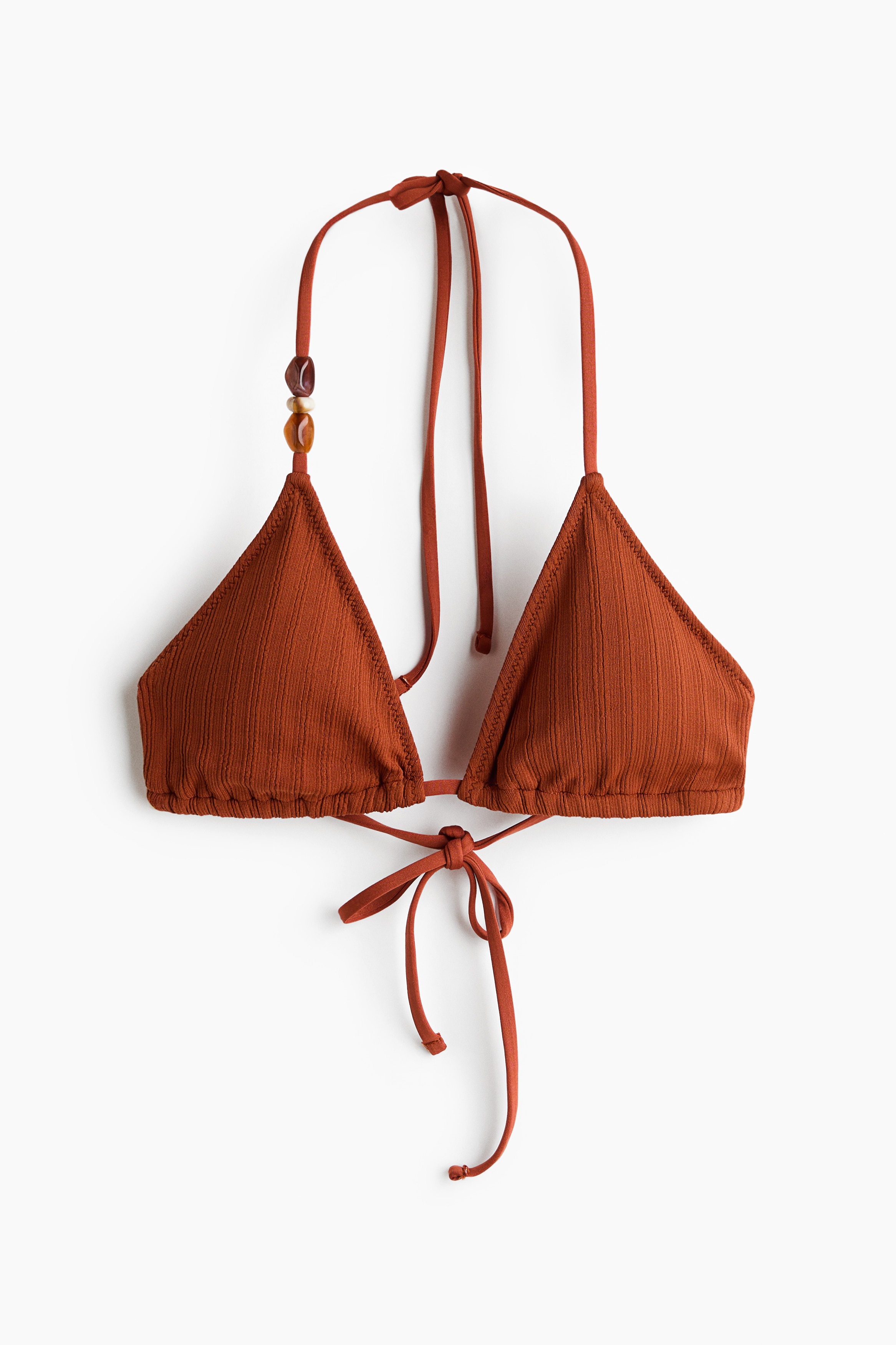 Padded triangelbikinitop - Donkeroranje/Geel