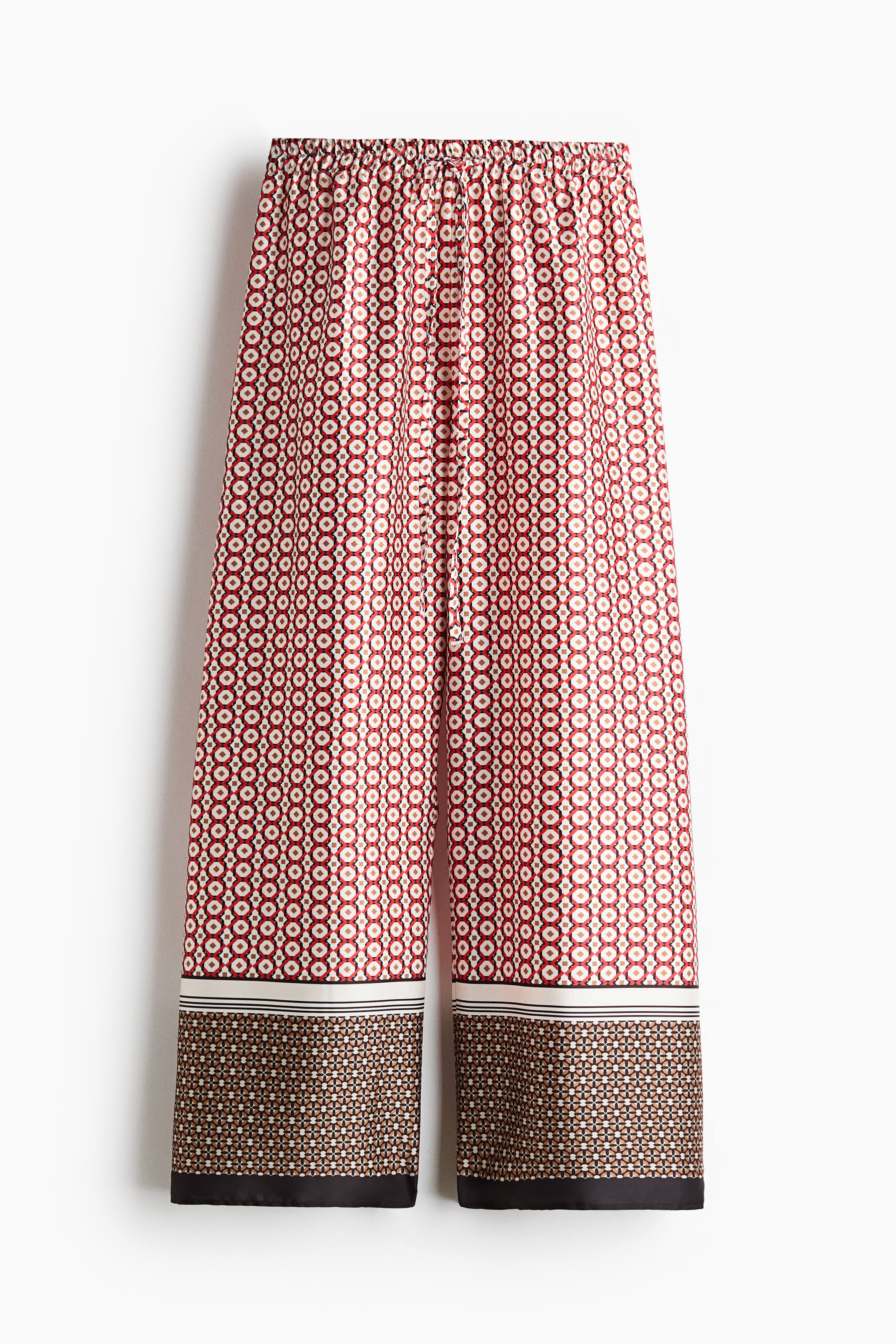 Drawstring trousers - Red/Patterned
