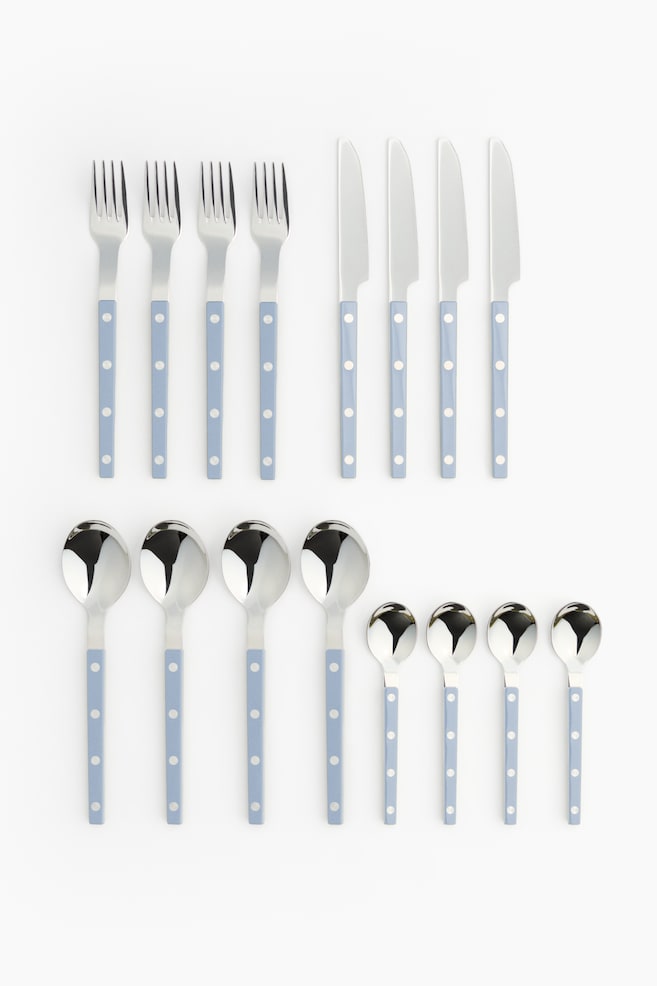 16-Piece Cutlery Set - Light dusty blue/Light beige - 1