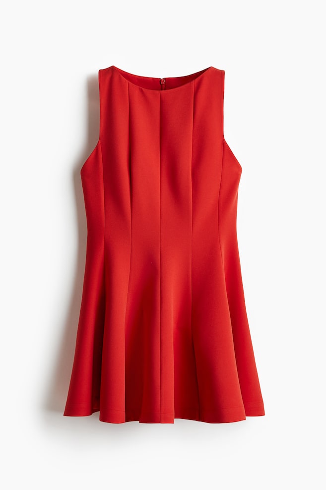 Ausgestelltes Kleid - Rot/Dunkelbraun - 1
