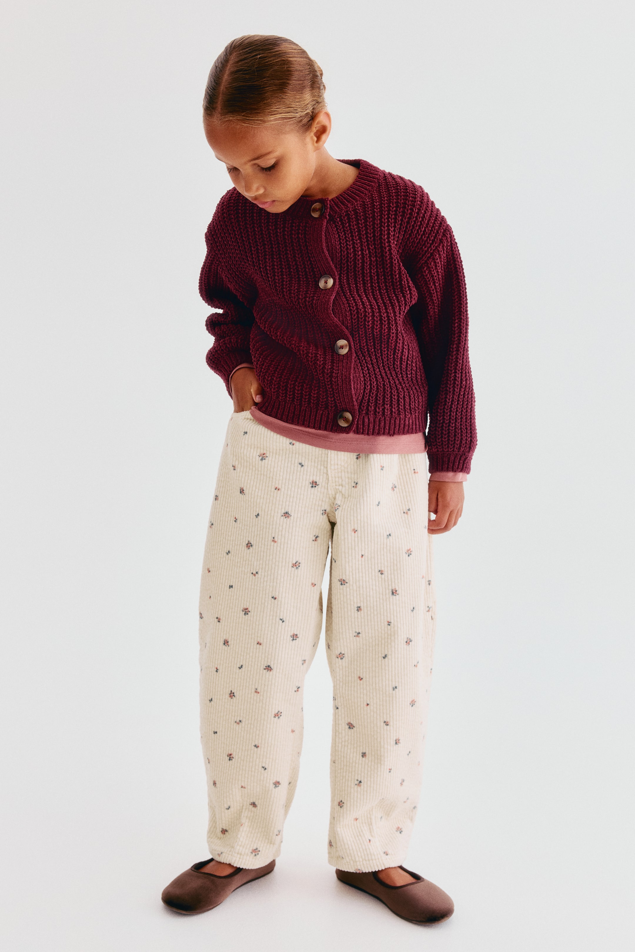 Corduroy Barrel-Leg Pants