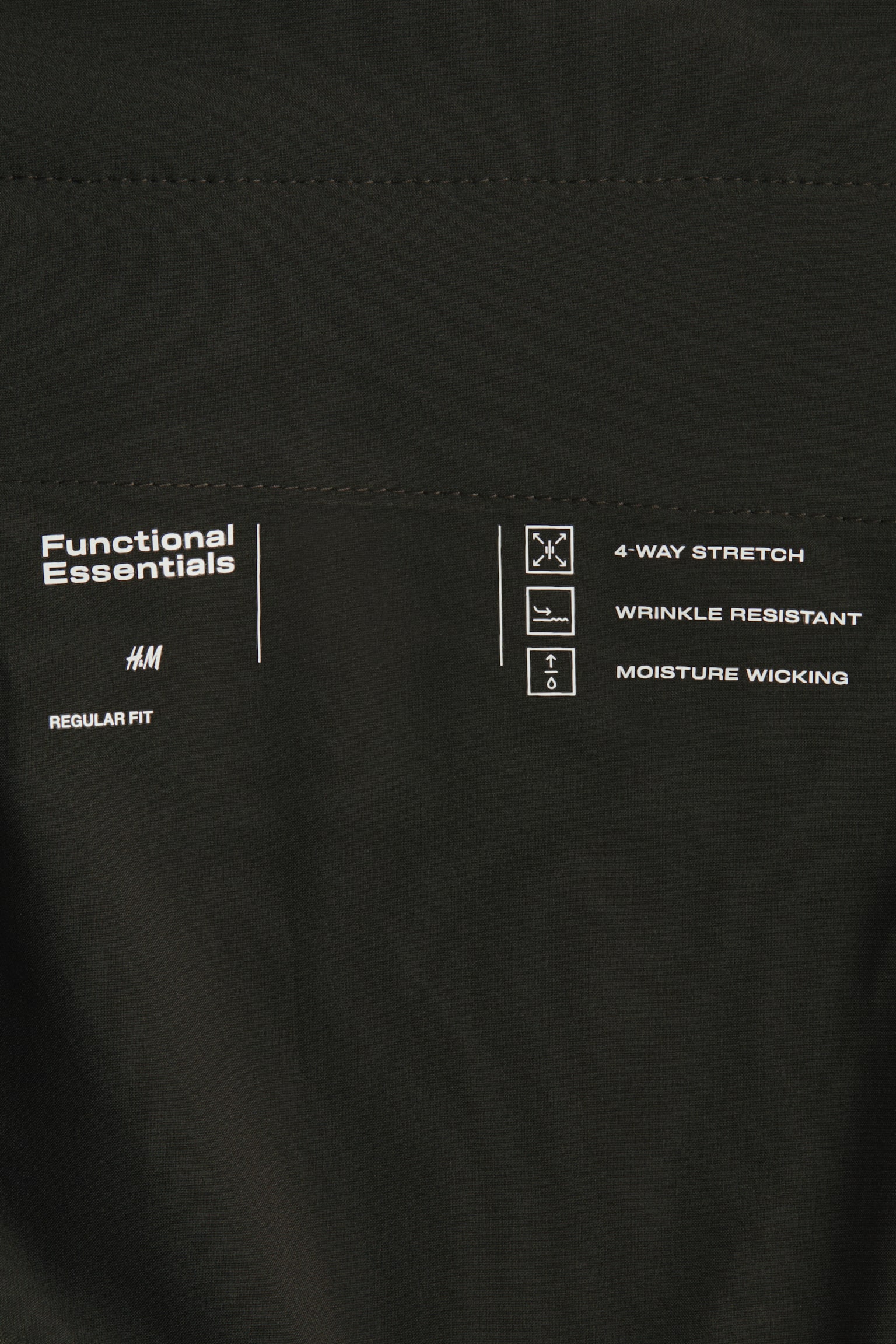 Мужские брюки H&M Four-Way Stretch Regular-Fit Cargo, цвет: Тёмный зелёный — фото 9
