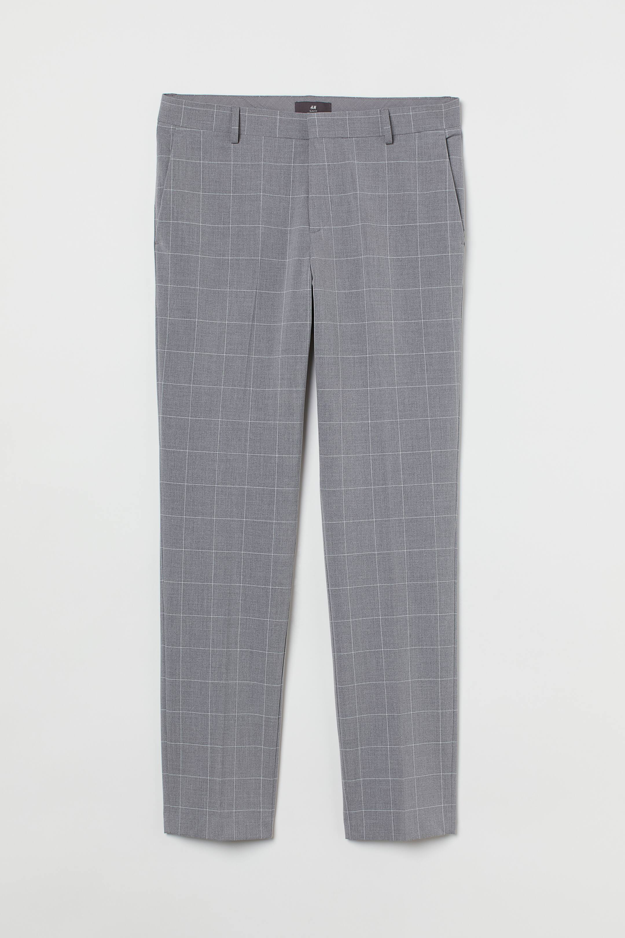 Slim Fit Trousers Grey checked=