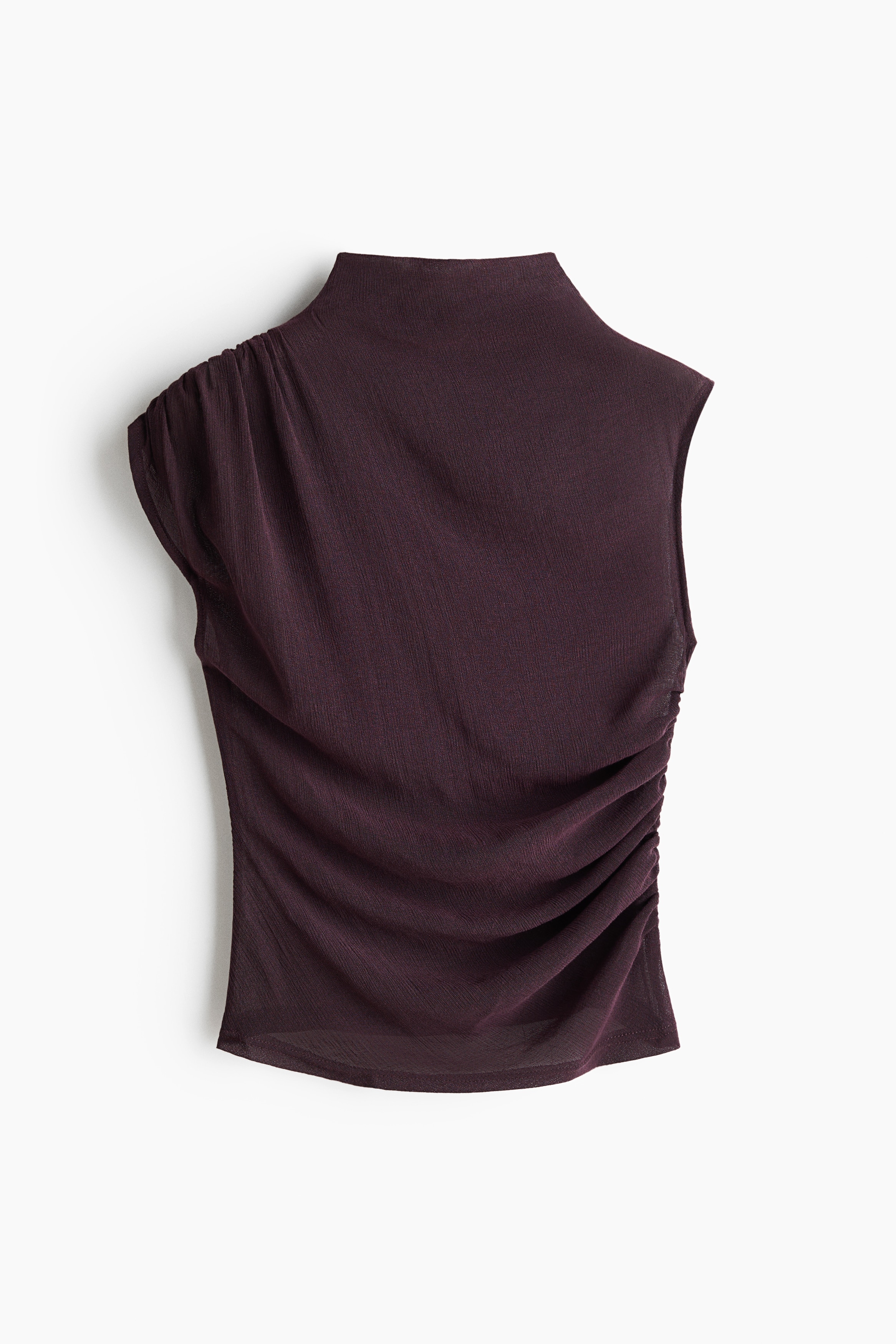 Sheer turtleneck top - Dark plum purple