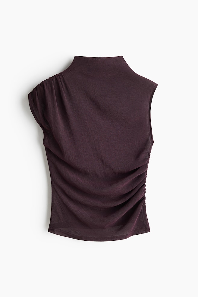 Sheer turtleneck top - Dark plum purple - 1