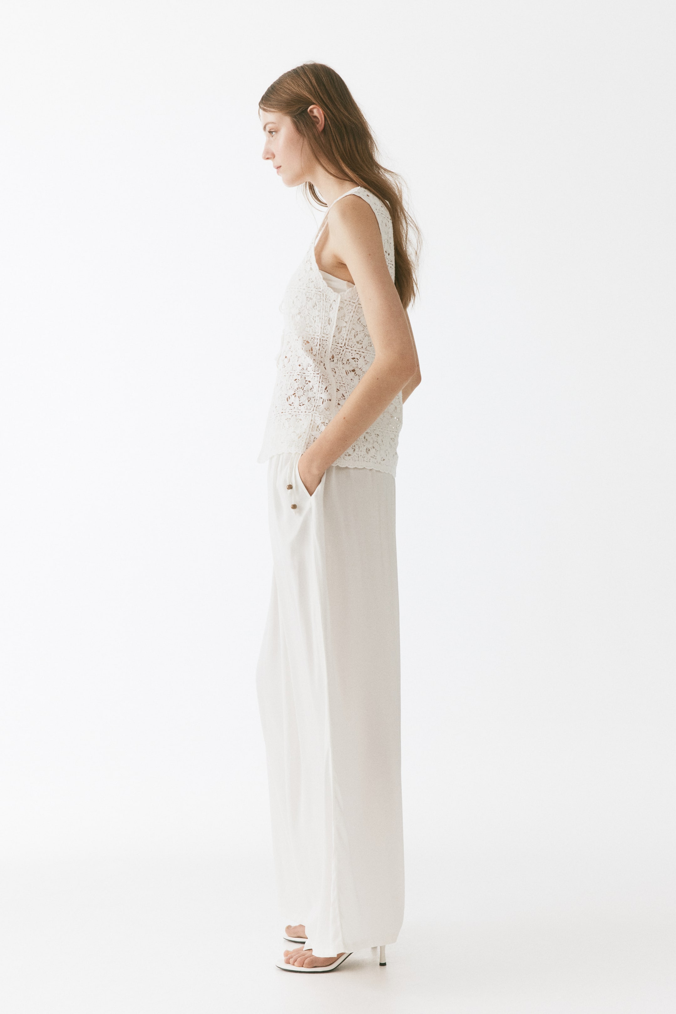 Pantalon large avec cordon de serrage