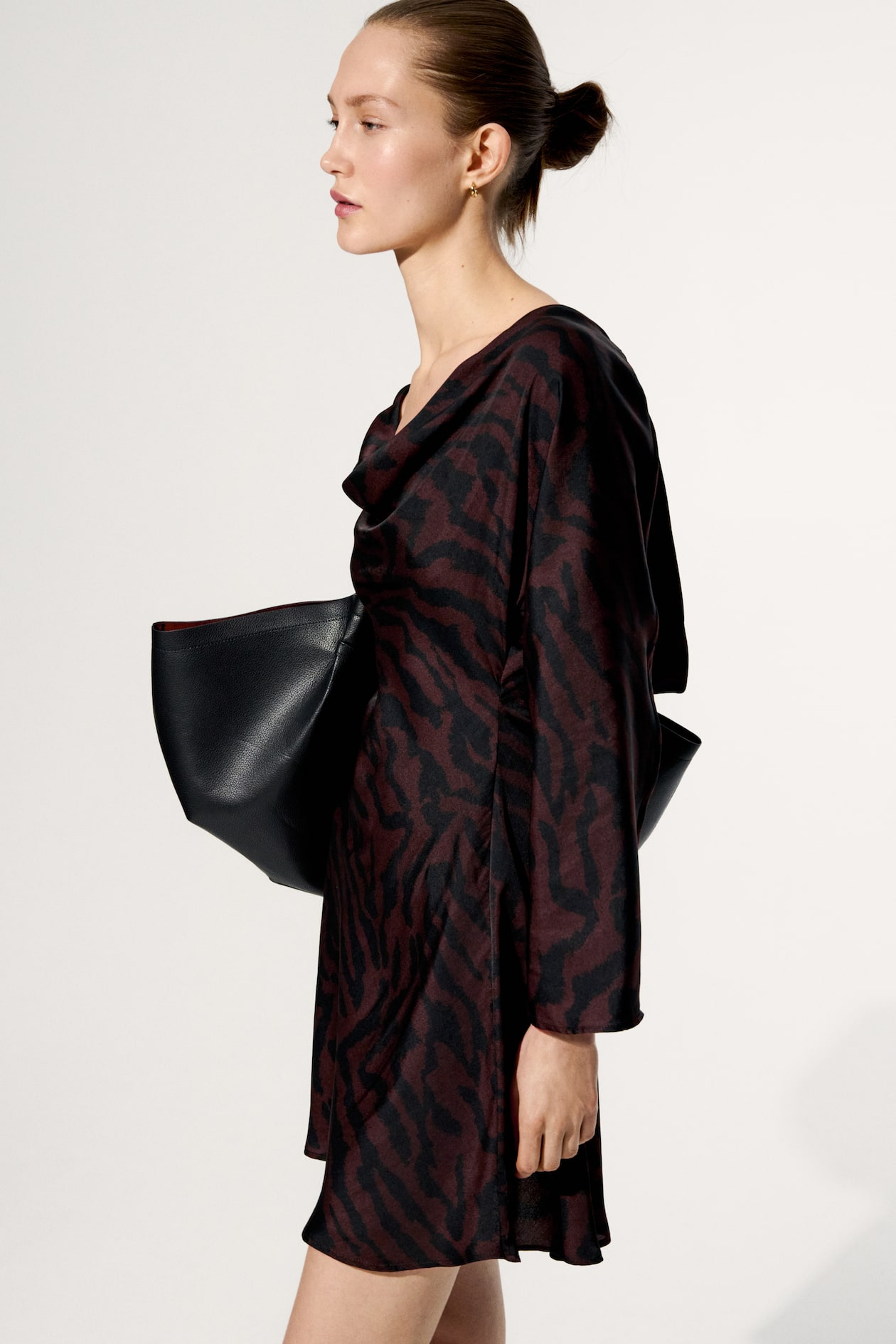 Cowl-Neck Dress with Flared Skirt - image 4