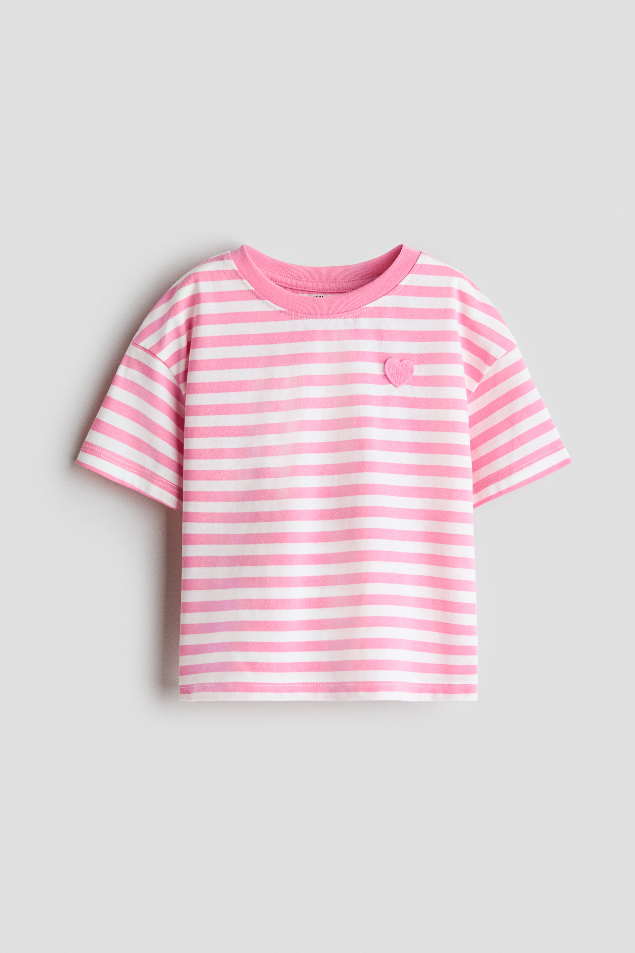 View larger image: Appliquéd cotton T-shirt - Light pink/Striped - Kids | H&M HK 1
