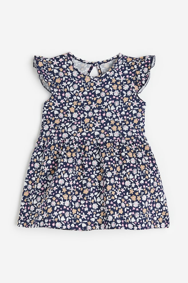 Flounce-trimmed jersey dress - Dark blue/Floral/Natural white/Striped/Yellow/Floral/Light green/Floral/dc/dc/dc/dc/dc/dc/dc/dc/dc - 1
