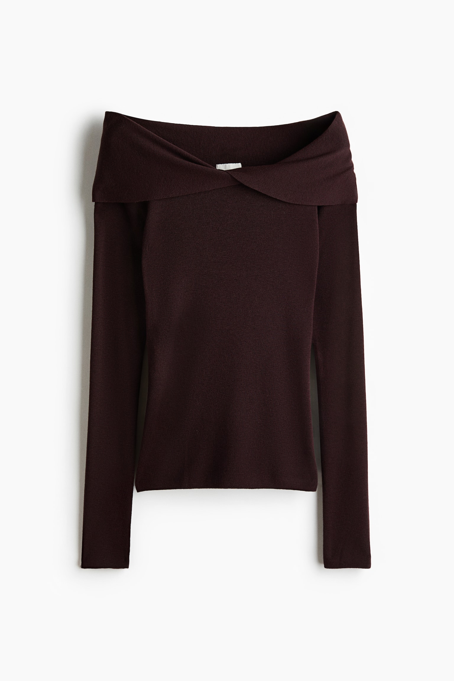 Off-Shoulder-Shirt mit Twistdetail - Dunkelbraun/Schwarz - 2